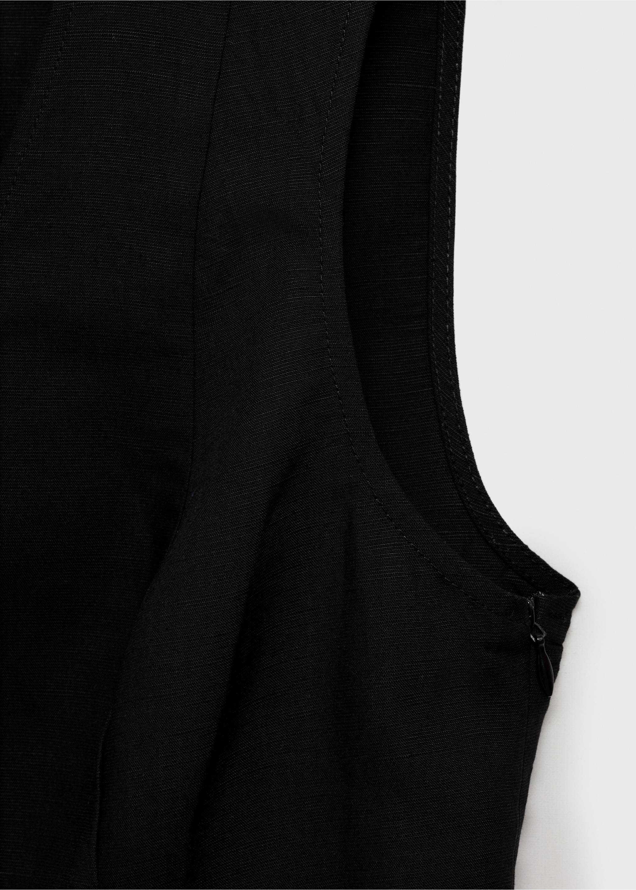 Linen-blend peplum top - Details of the article 8, Black. Ref: 87067179-00.