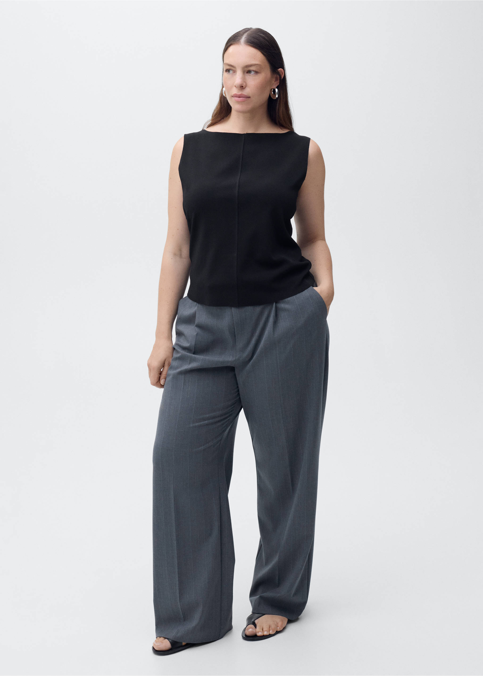 Stickad topp med båtringning - Detaljer om artikeln 3, Svart. Ref: 87067180-00.