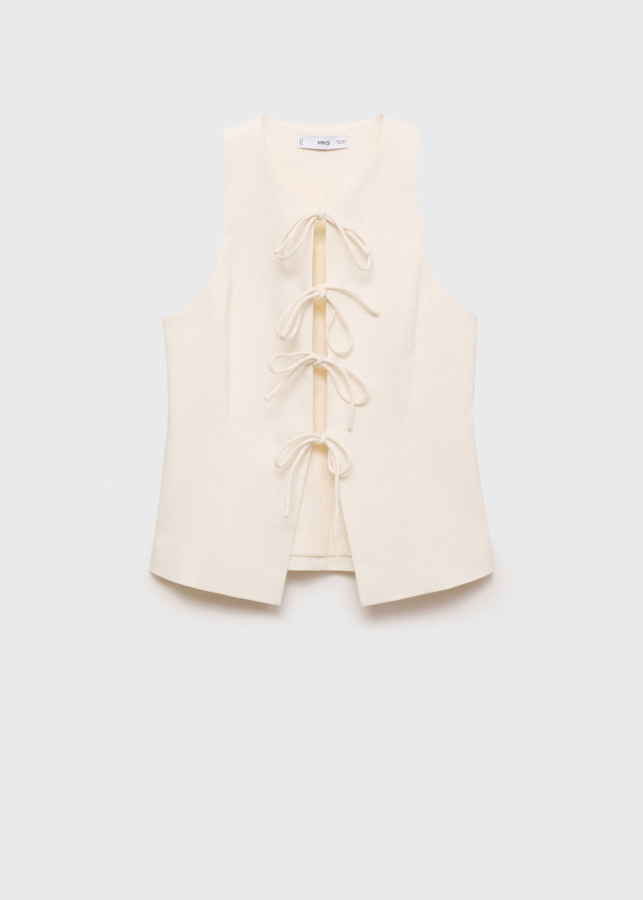 Linen-blend top with bow - Article without model