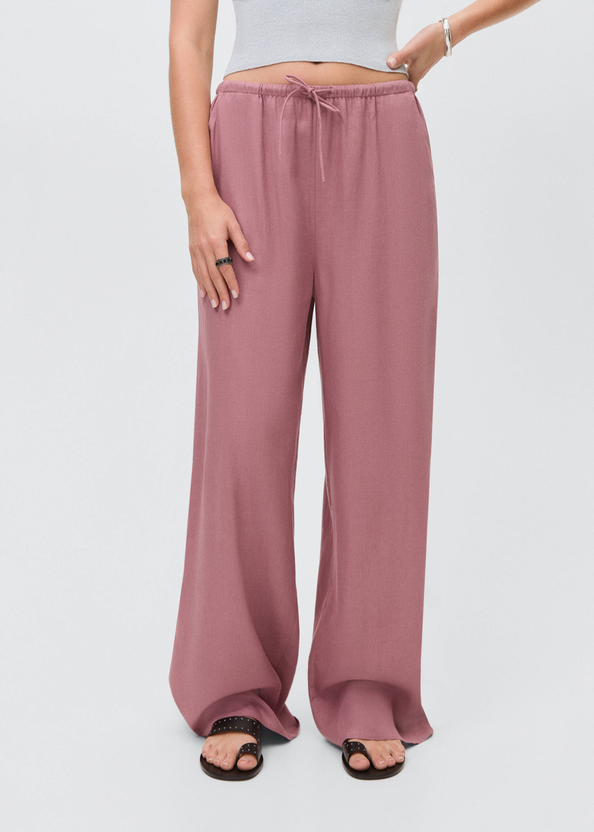 Straight linen-blend pants - Details of the article 3