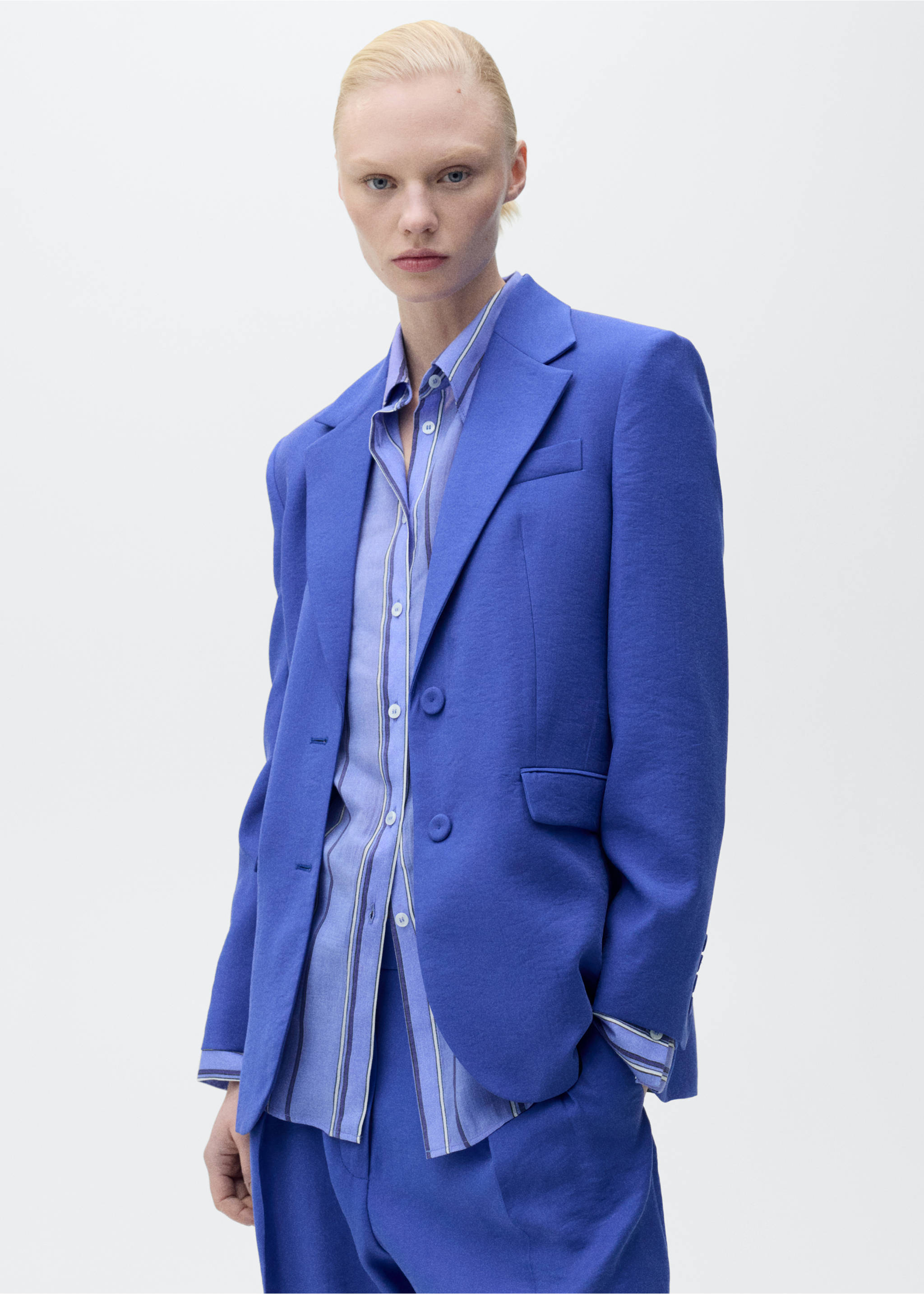 Structured suit blazer - Medium plane, Blue. Ref: 87067194-00.