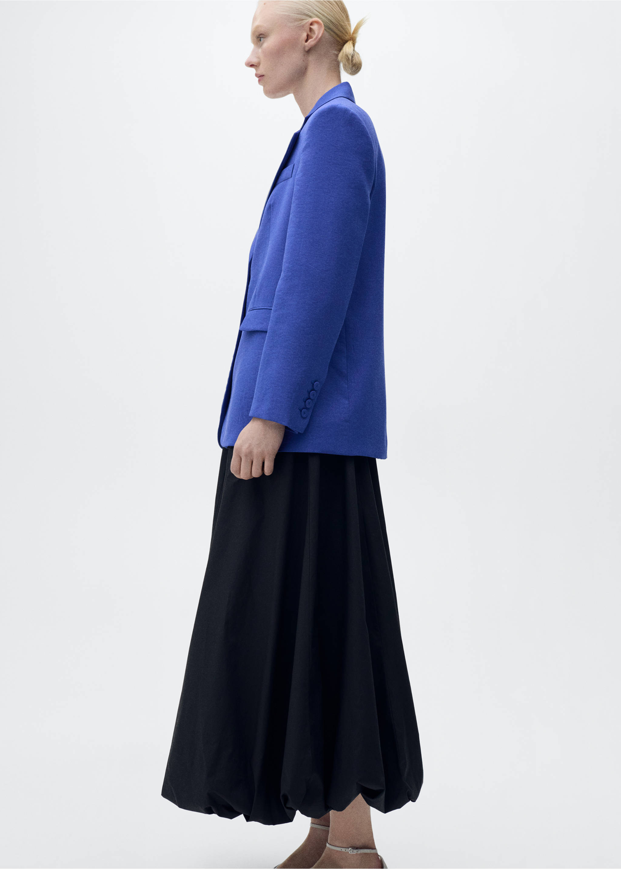 Structured suit blazer - Details of the article 2, Blue. Ref: 87067194-00.