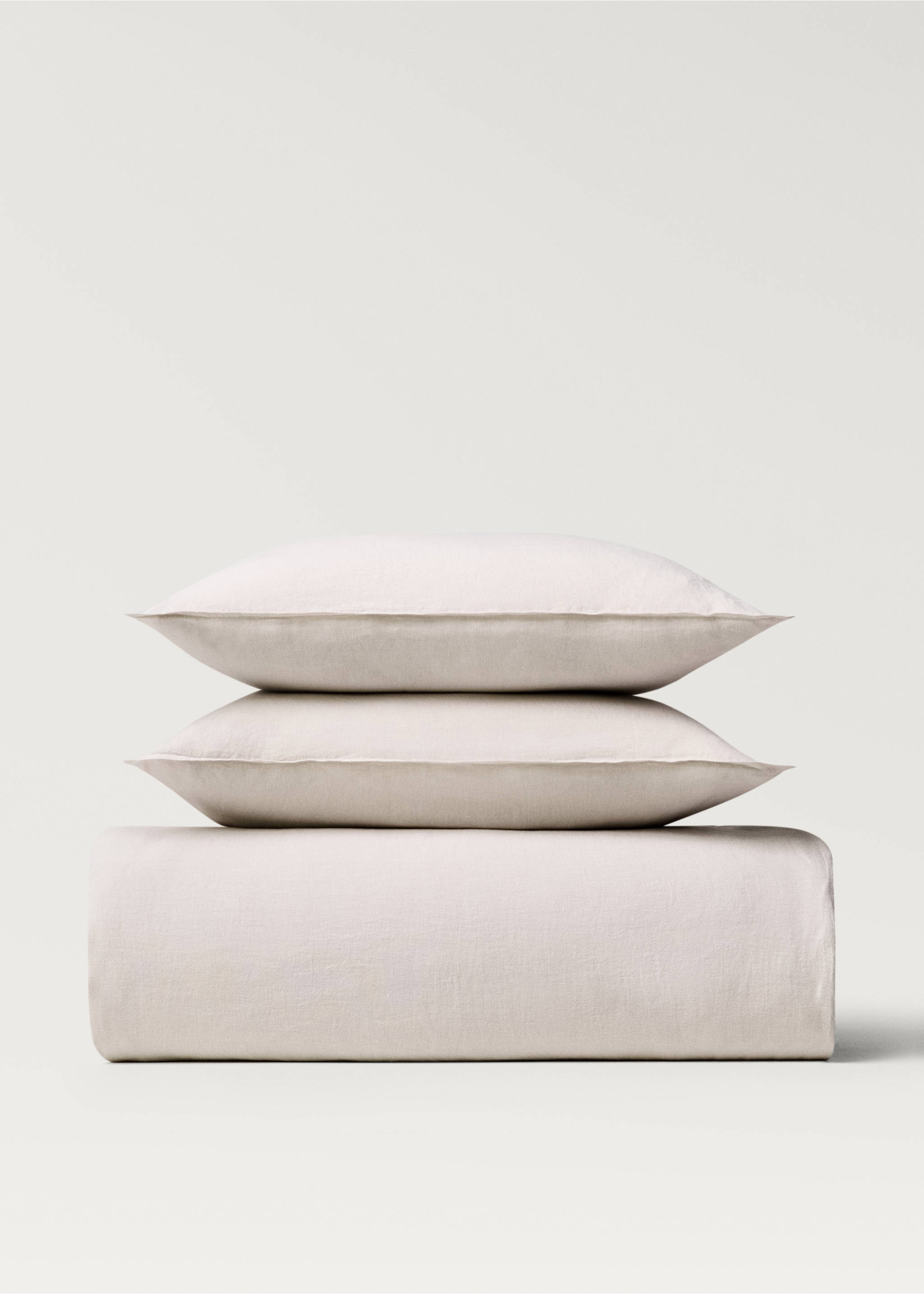 Washed linen duvet cover for 150/160 cm bed - Article without model, Beige. Ref: 87067195-00.