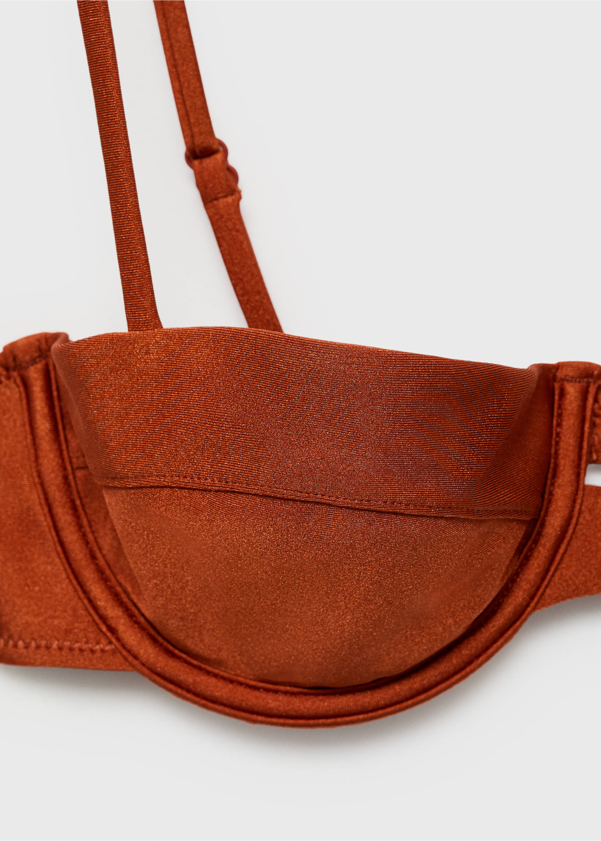 Top bikini aros acabado satinado - Detalle del artículo 0, Naranja tostado. Ref: 87067672-00.