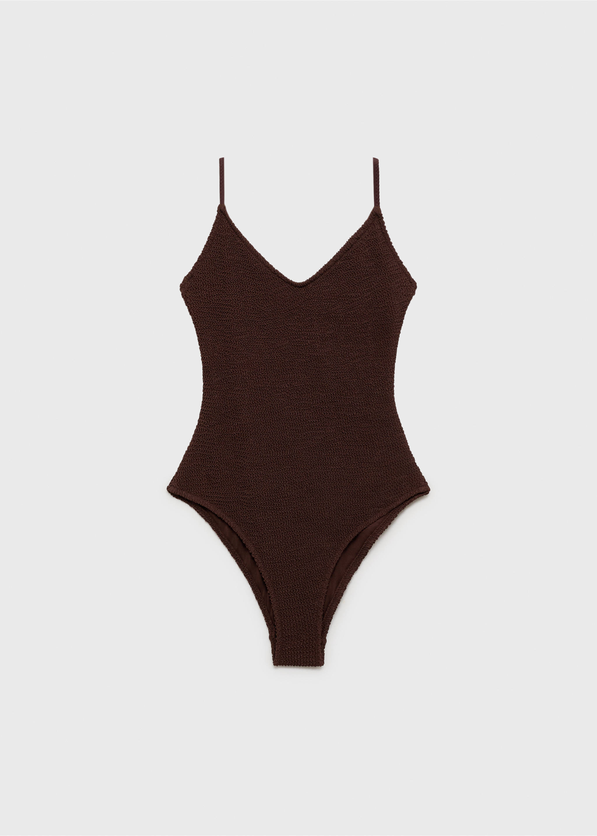 Kostium kąpielowy na ramiączkach z fakturą - Artykuł bez modela/modelki, Czekoladowy. Ref: 87067676-00.