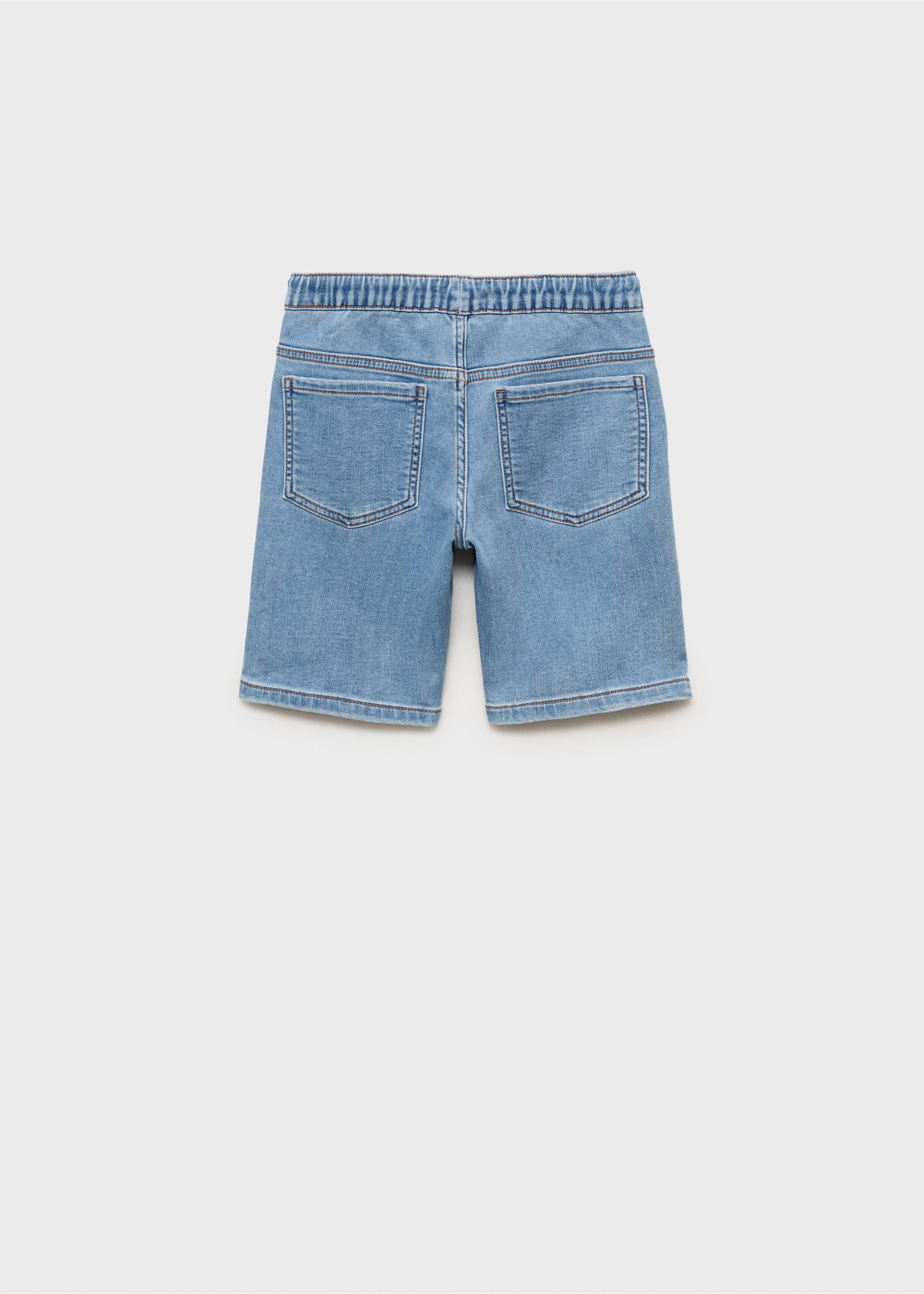Jeans-Bermudas mit Kordel - Rückseite des Artikels, Mittelblau. Ref: 87067683-00.