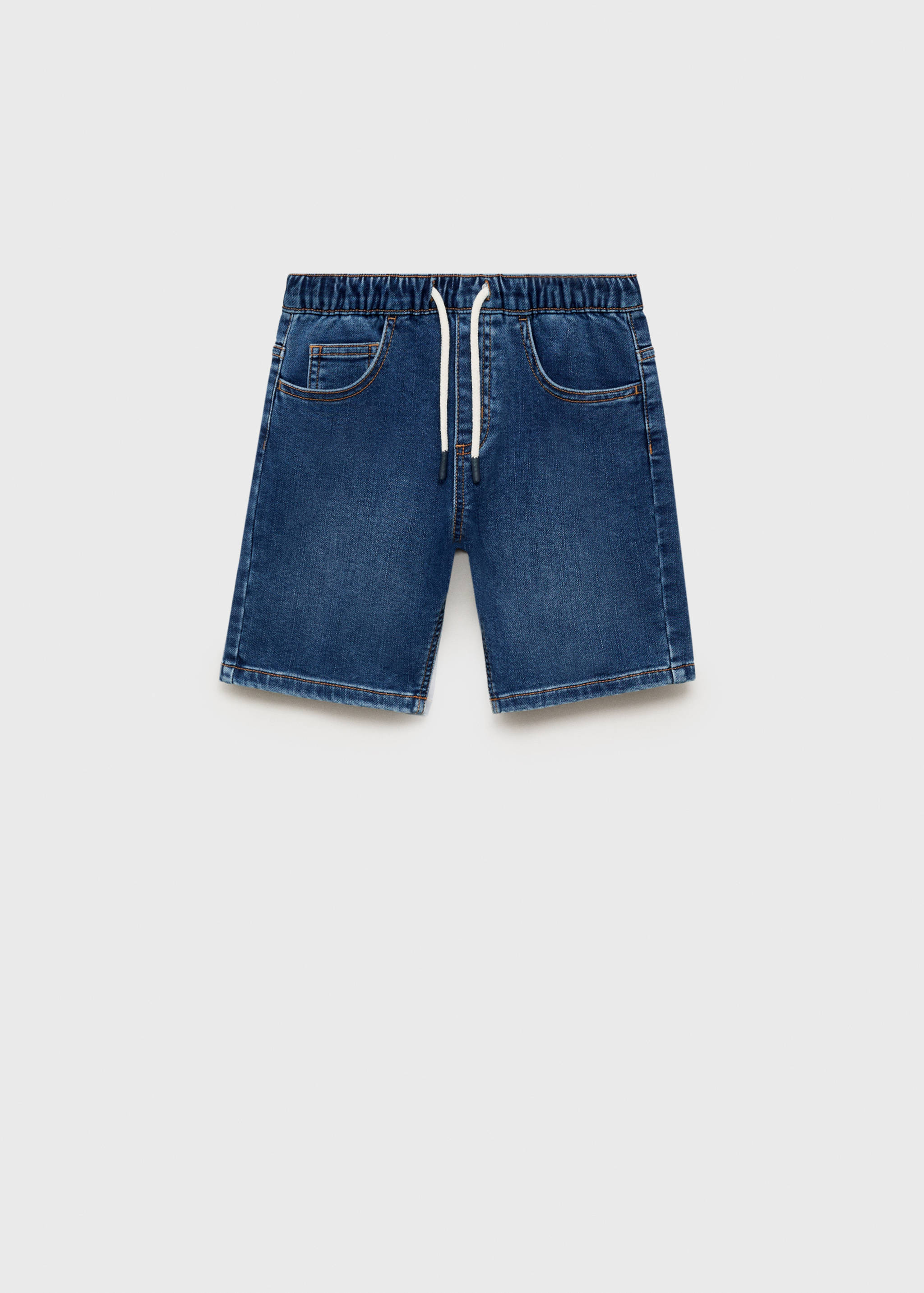 Denim bermuda shorts with drawstring - Article without model