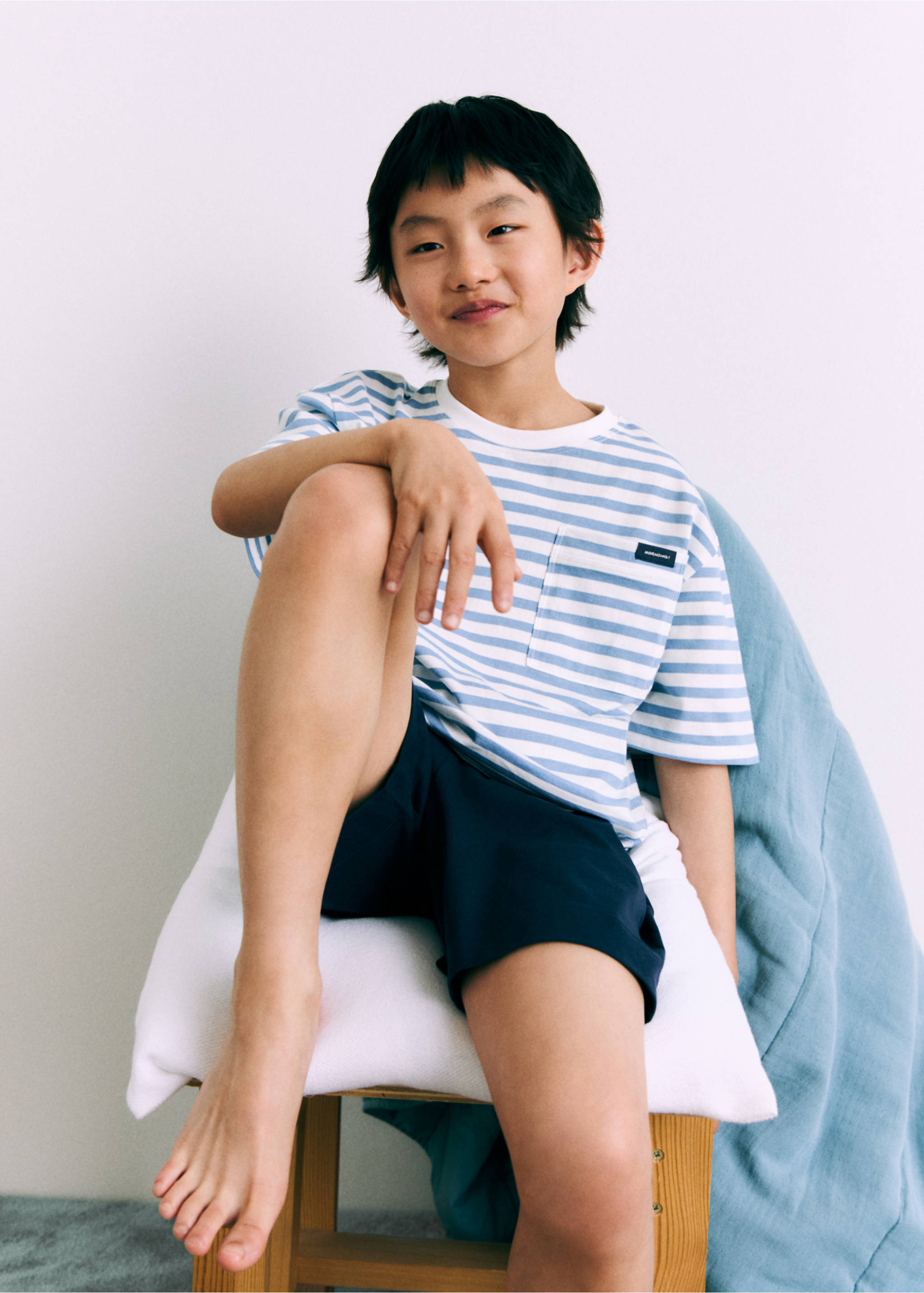 Striped short pyjamas - Details of the article 5, Blue. Ref: 87067687-00.