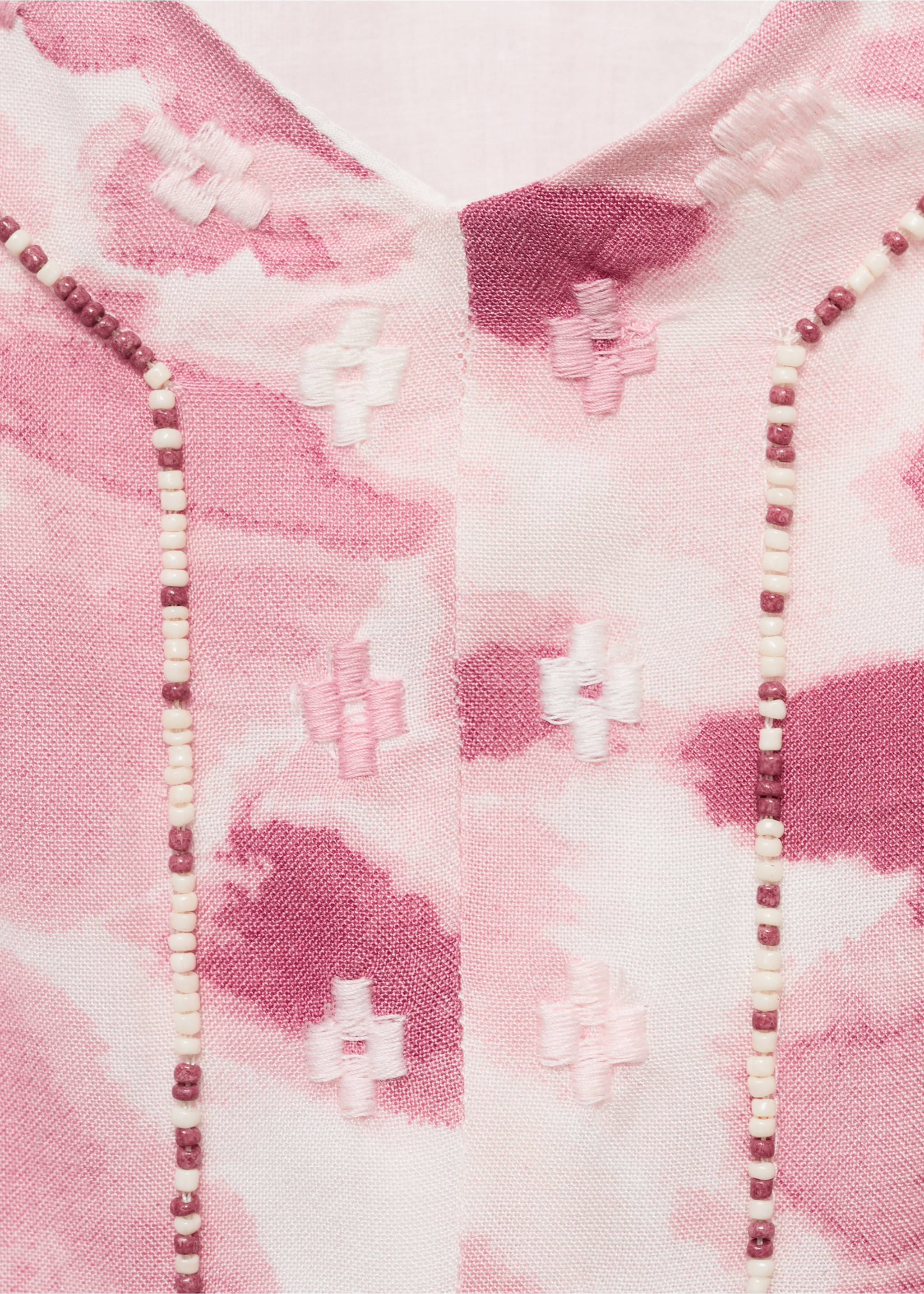 Embroidered tie-dye dress - Details of the article 8, Pale Pink. Ref: 87067692-00.