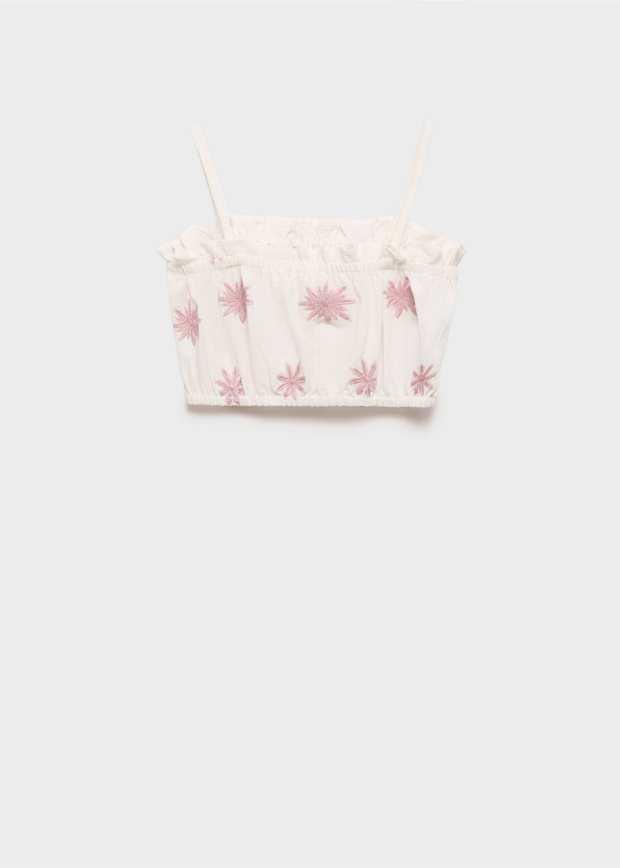 Embroidered crop top - Reverse of the article, Ecru. Ref: 87067696-00.