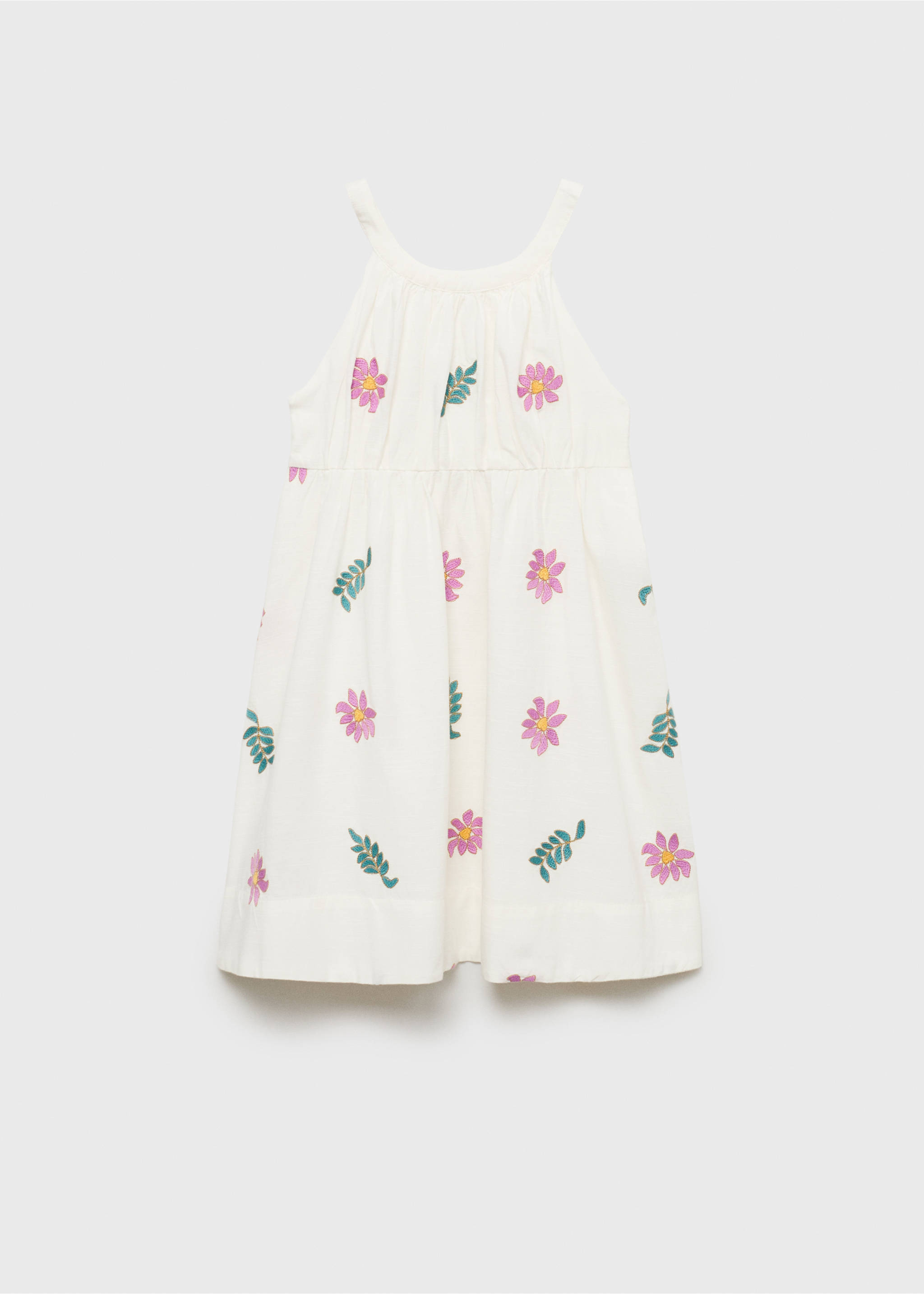 Floral embroidery dress - Article without model, Ecru. Ref: 87067701-00.
