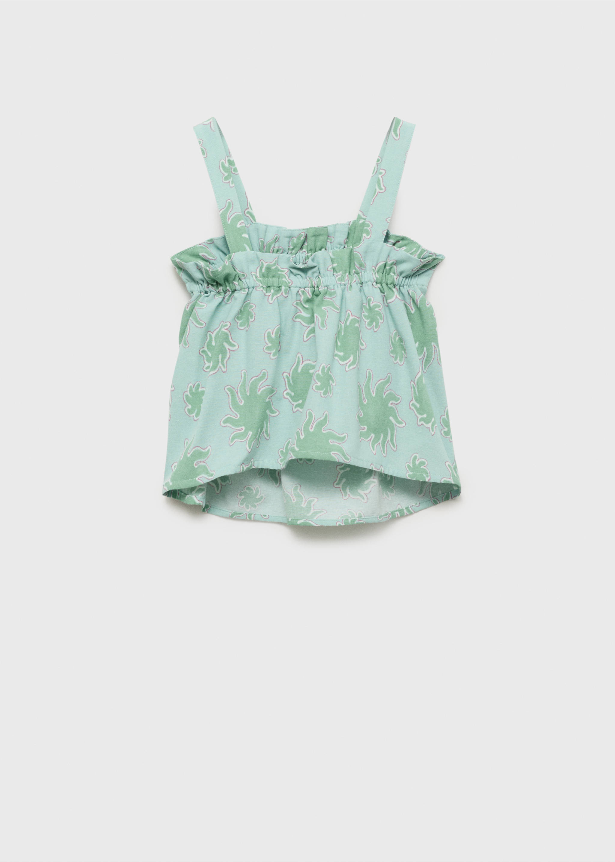 Printed sleeveless blouse - Reverse of the article, Pastel Green. Ref: 87067707-00.