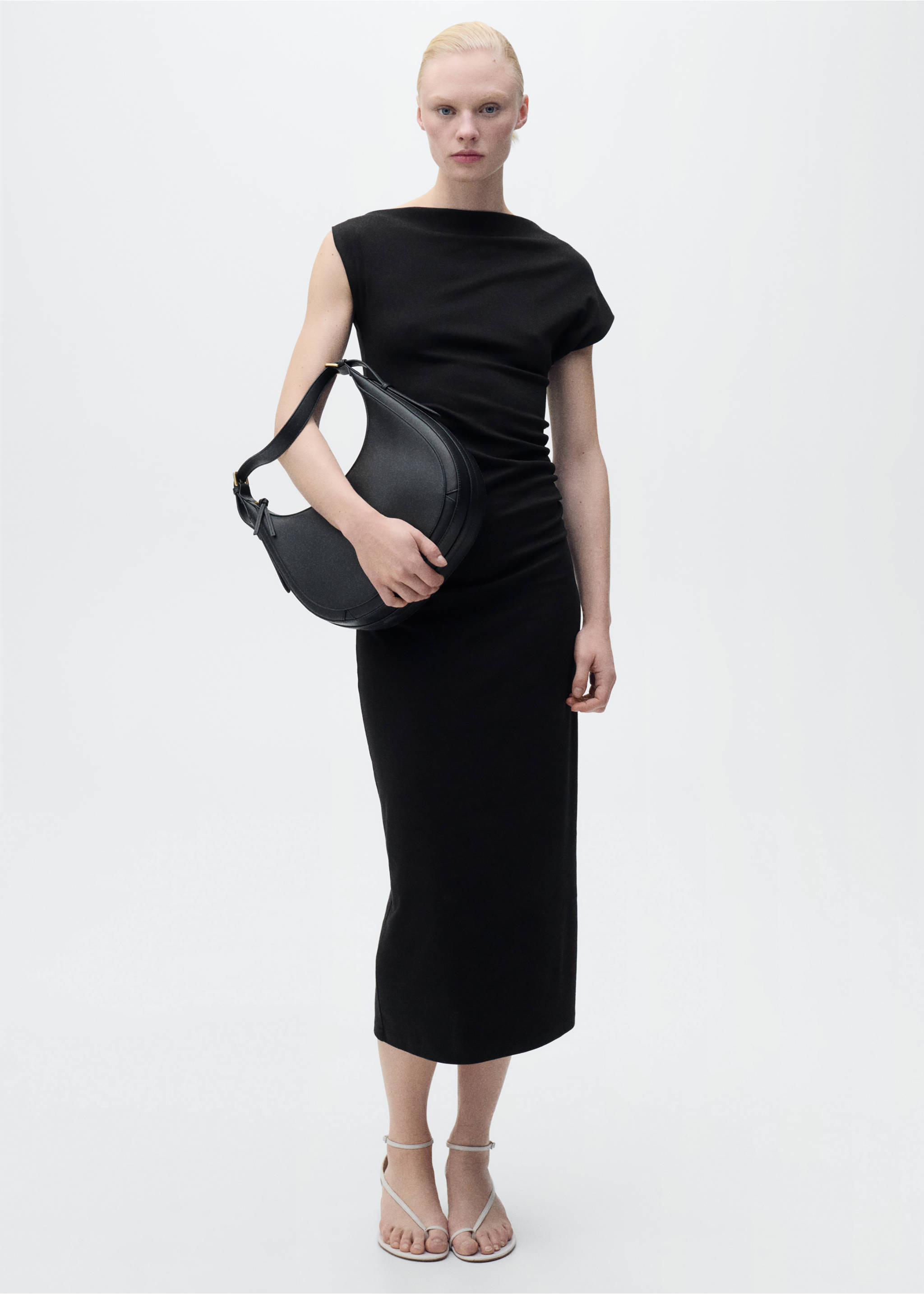 Draped midi-dress - General plane, Black. Ref: 87067713-00.