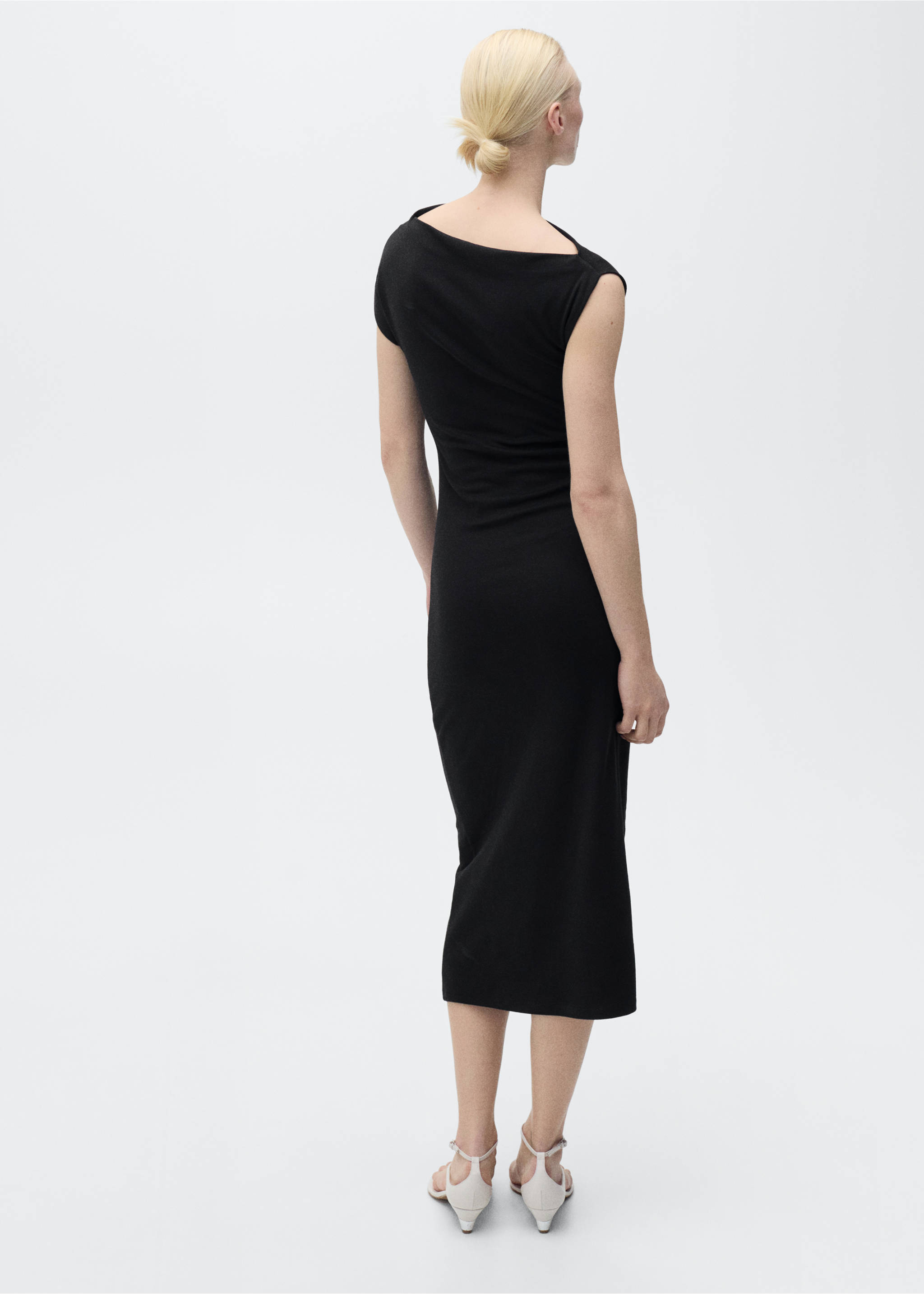 Draped midi-dress - Reverse of the article, Black. Ref: 87067713-00.