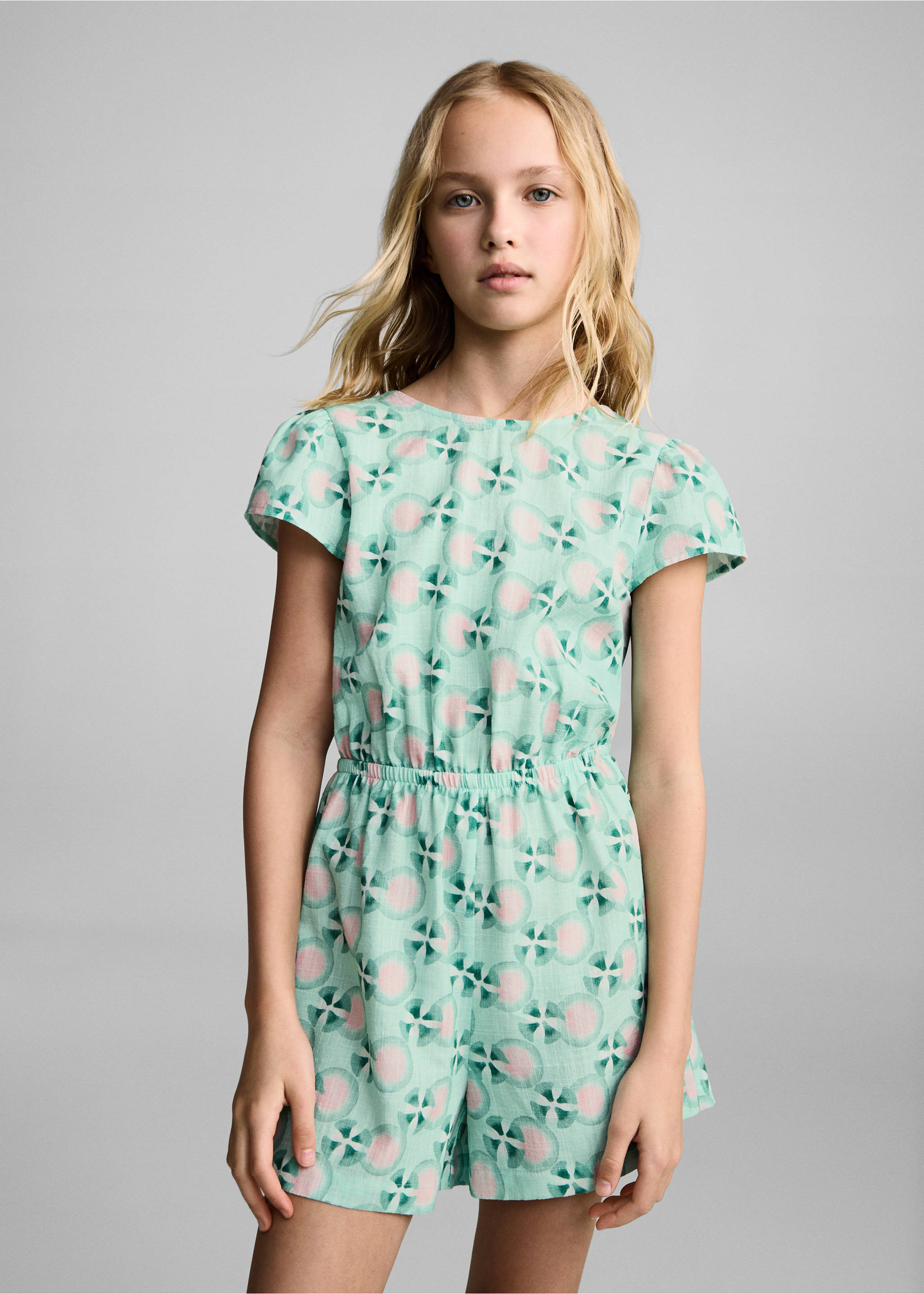 Printed short jumpsuit - Medium plane, Green. Ref: 87067715-00.