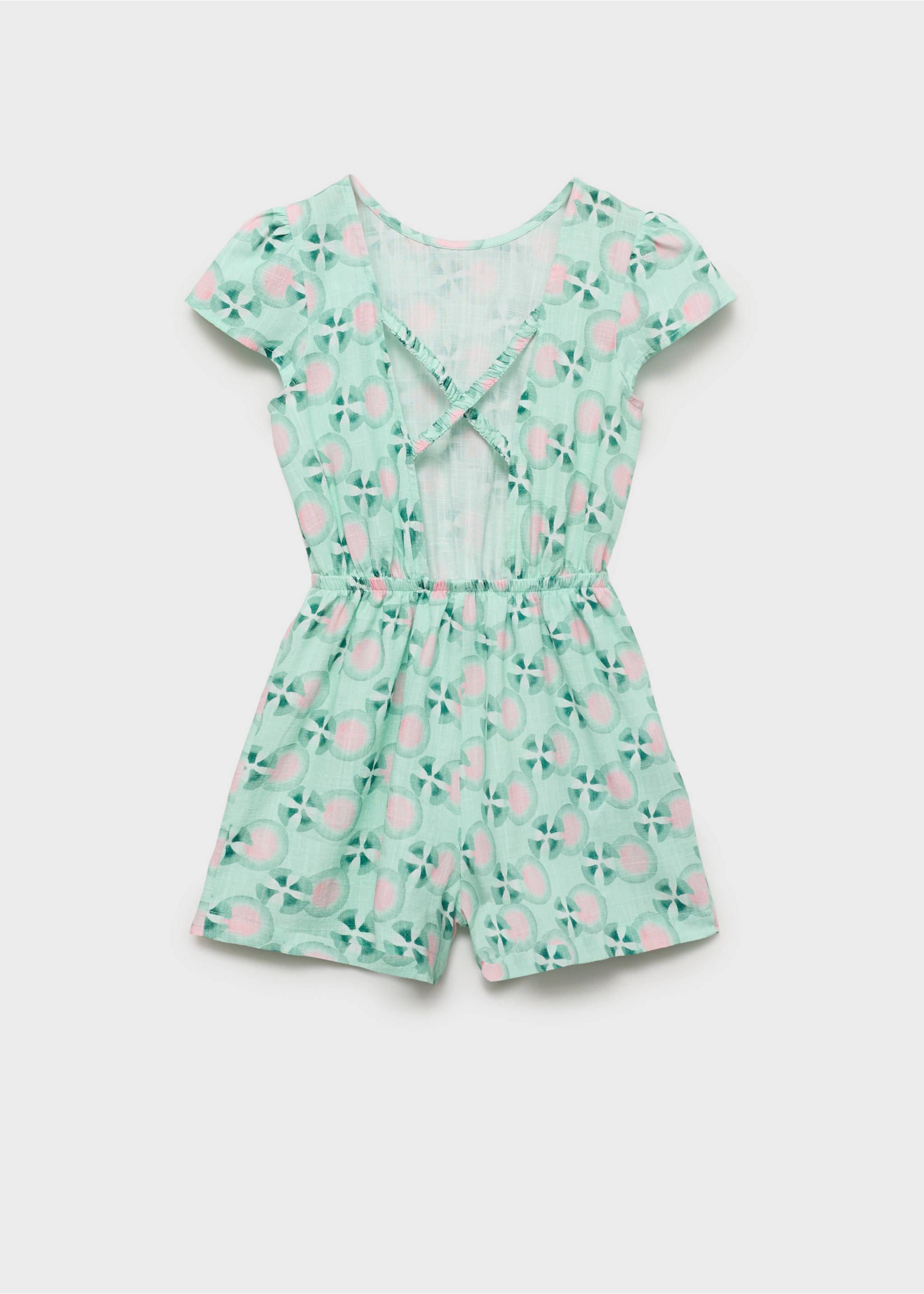 Printed short jumpsuit - Reverse of the article, Green. Ref: 87067715-00.