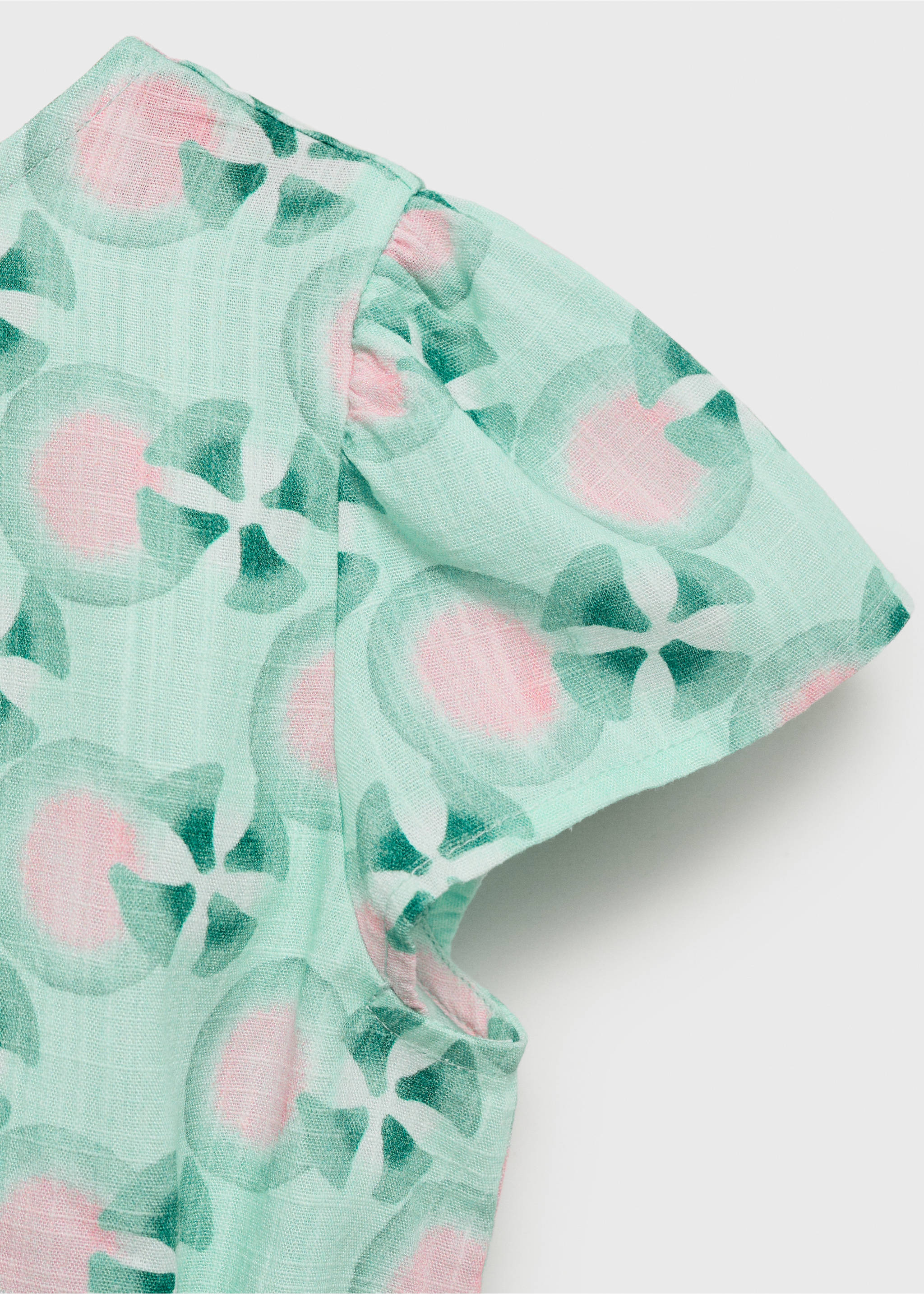 Printed short jumpsuit - Details of the article 8, Green. Ref: 87067715-00.