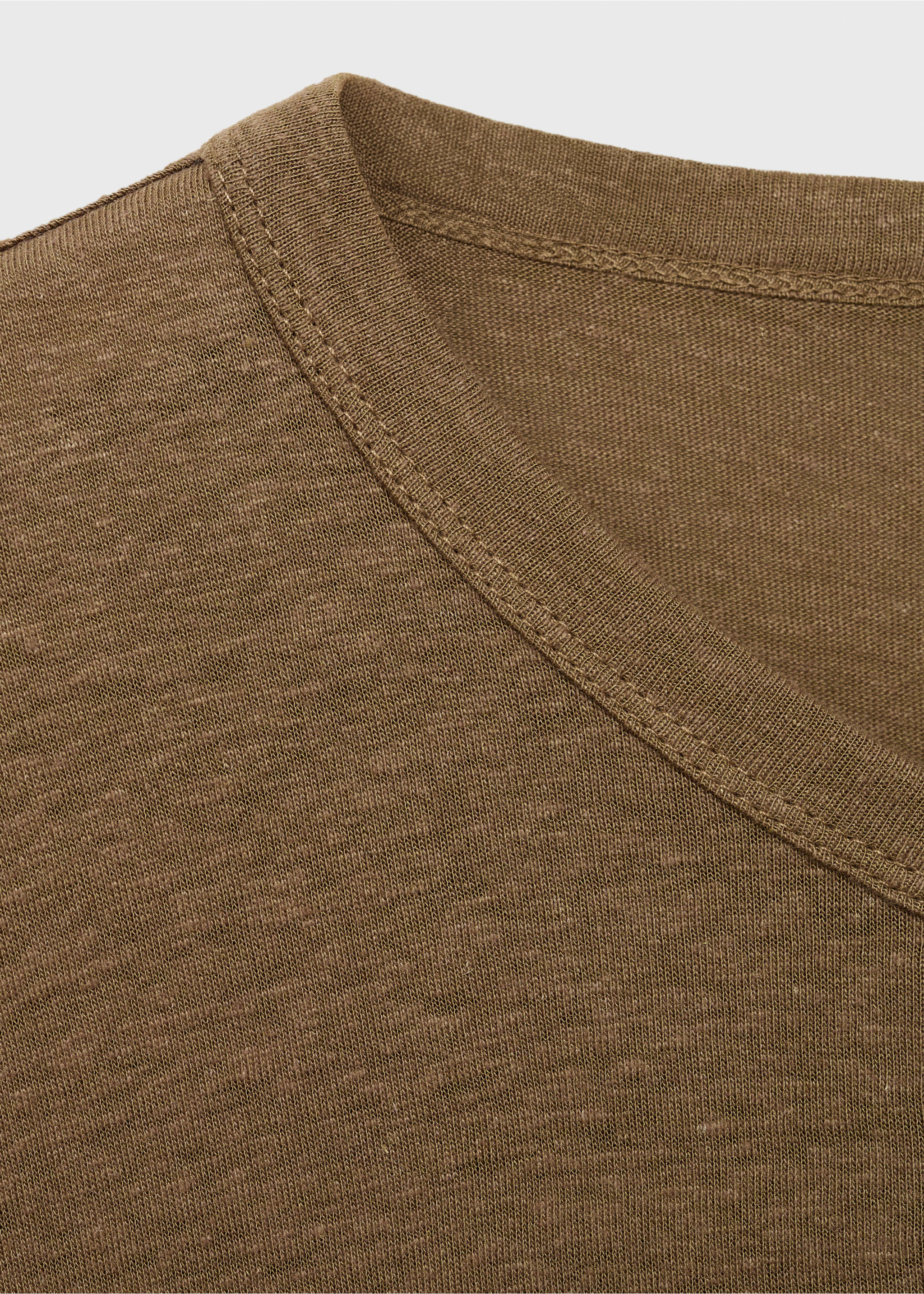 Camiseta lino botones - Detalle del artículo 0, Khaki. Ref: 87067888-00.