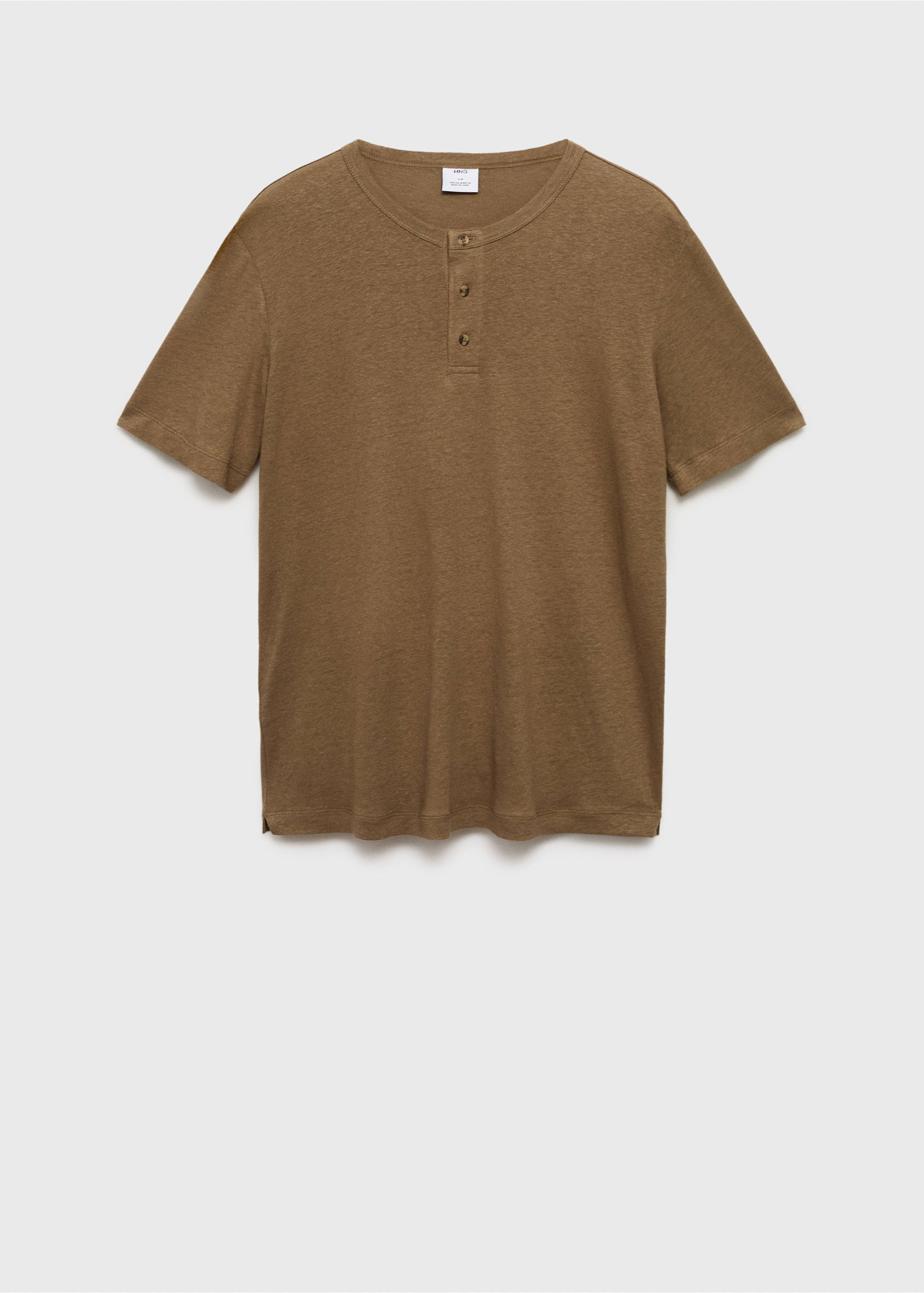 Button linen blend T-shirt - Article without model, Khaki. Ref: 87067888-00.
