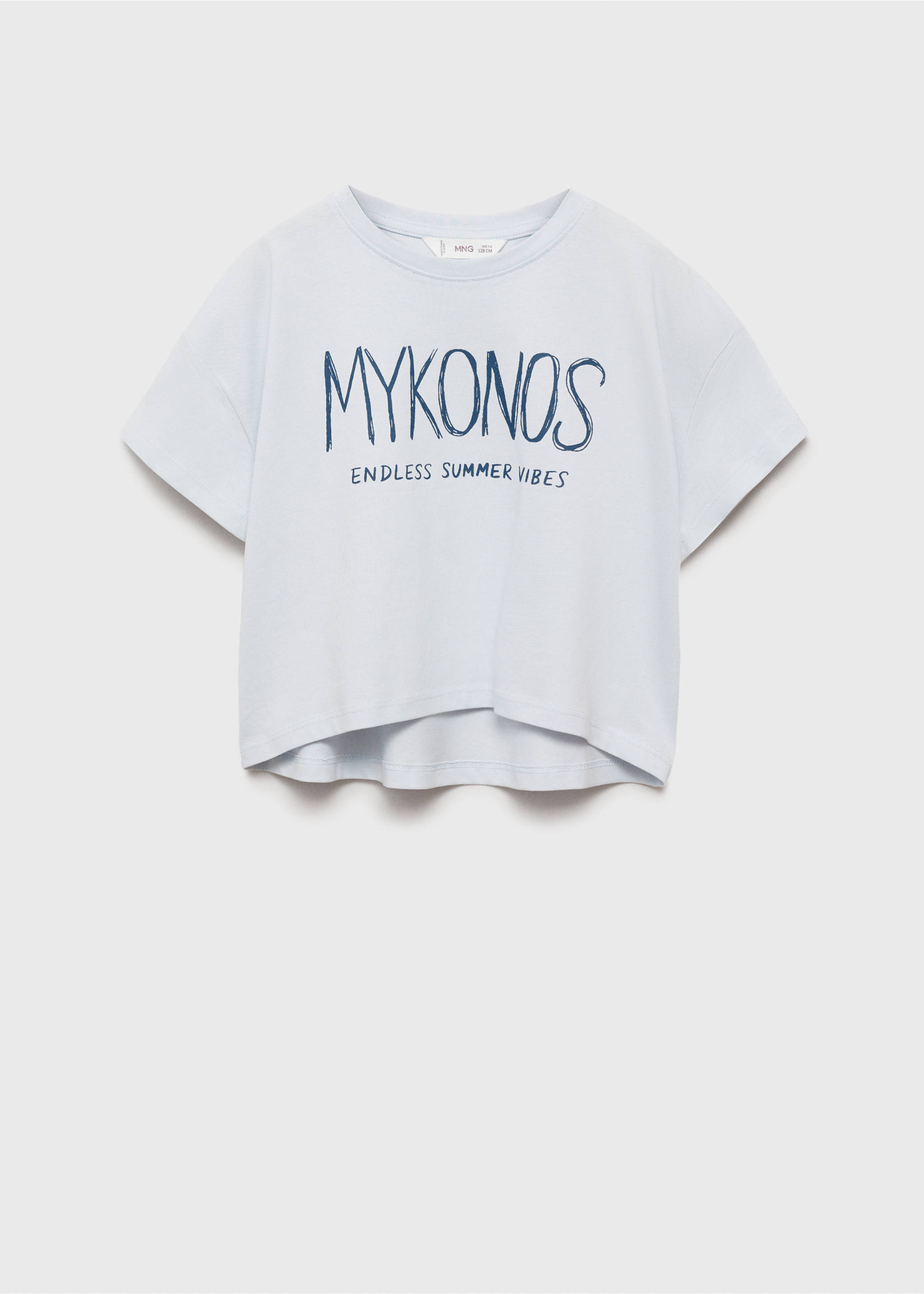 Printed message T-shirt - Article without model, Sky Blue. Ref: 87067890-00.