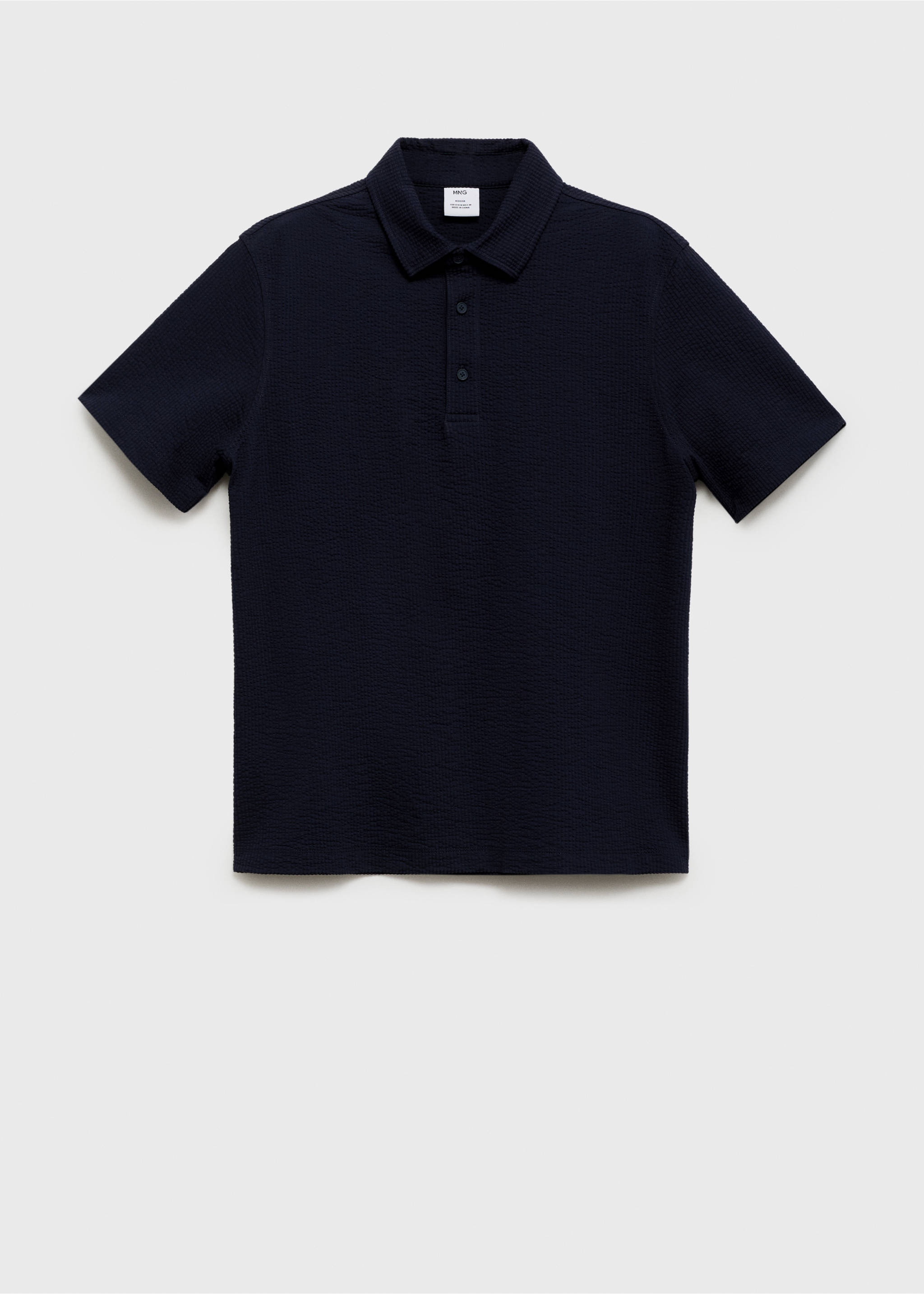 Poloshirt aus Seersucker-Baumwolle - Artikel ohne Model, Dunkles Marineblau. Ref: 87067894-00.