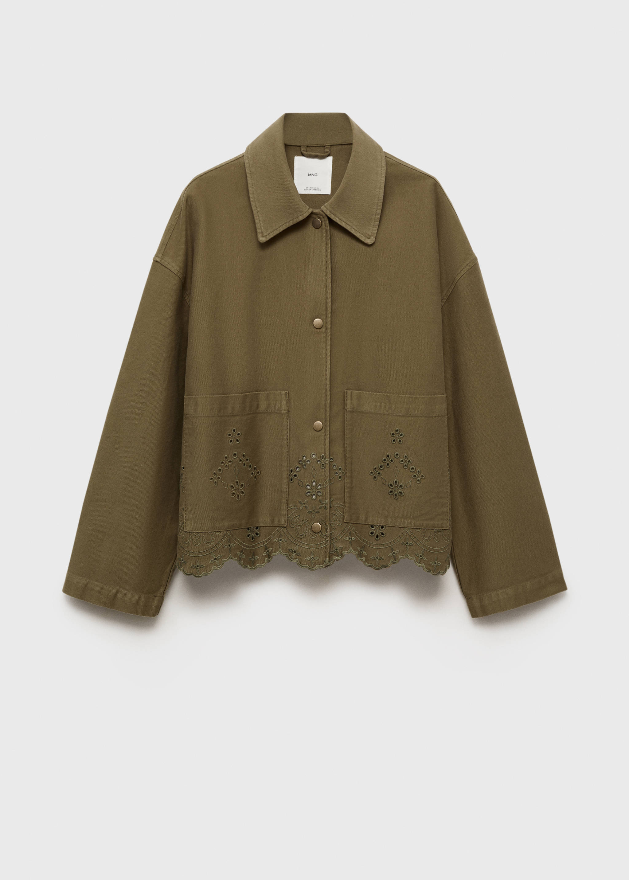 Cotton overshirt with openwork details - Article without model