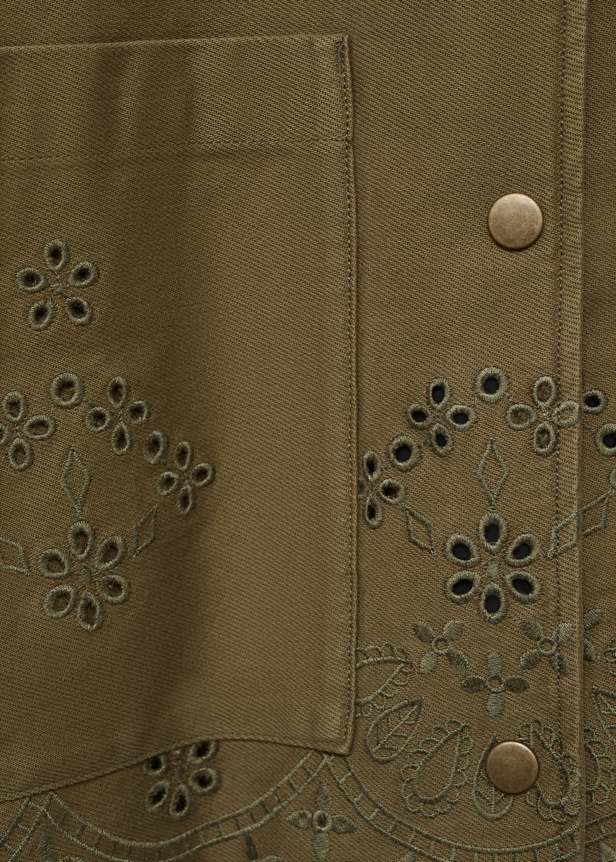 Cotton overshirt with openwork details - Details of the article 0