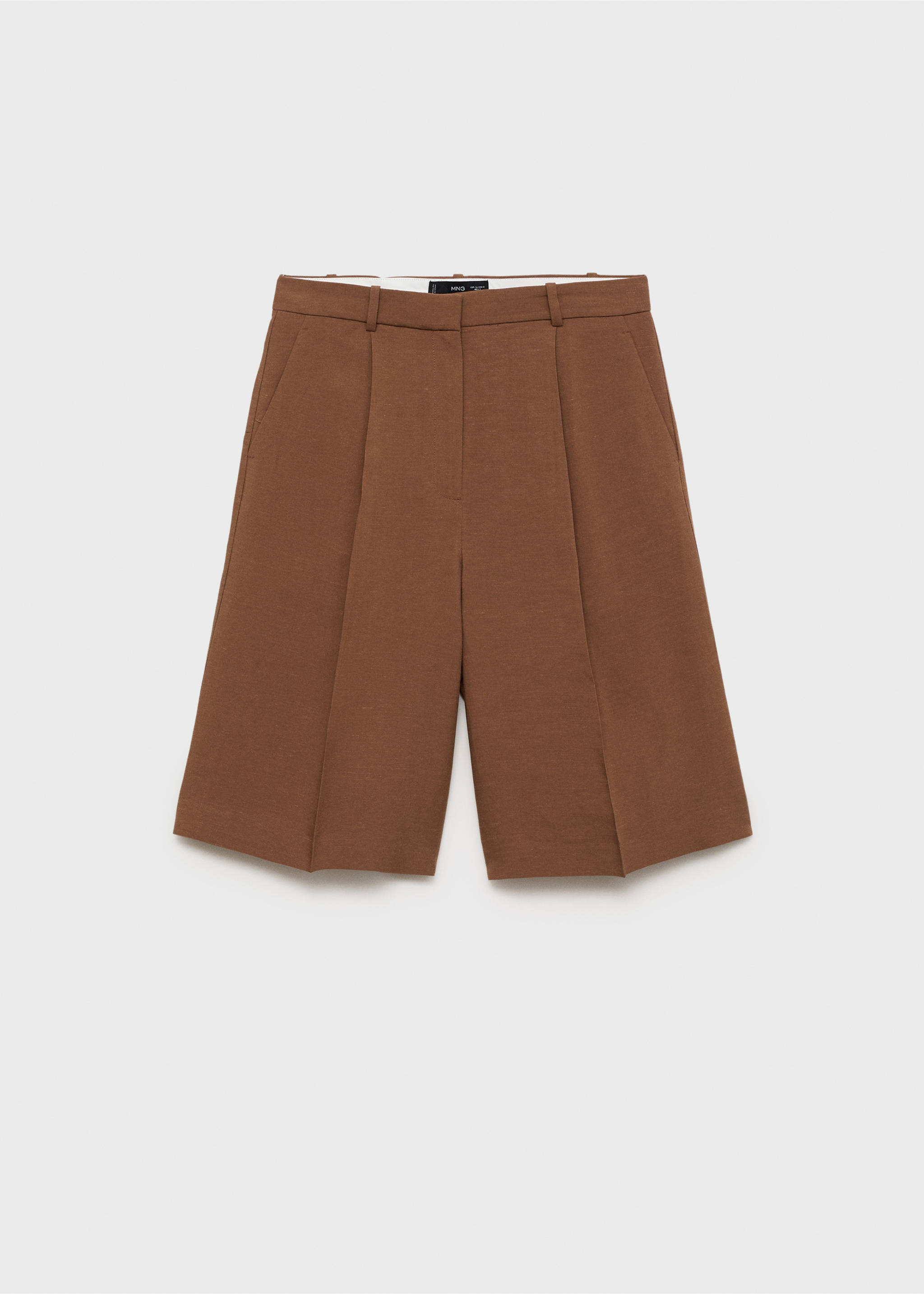 Anzug-Bermudashorts aus Leinengemisch - Artikel ohne Model, Schokolade. Ref: 87067896-00.