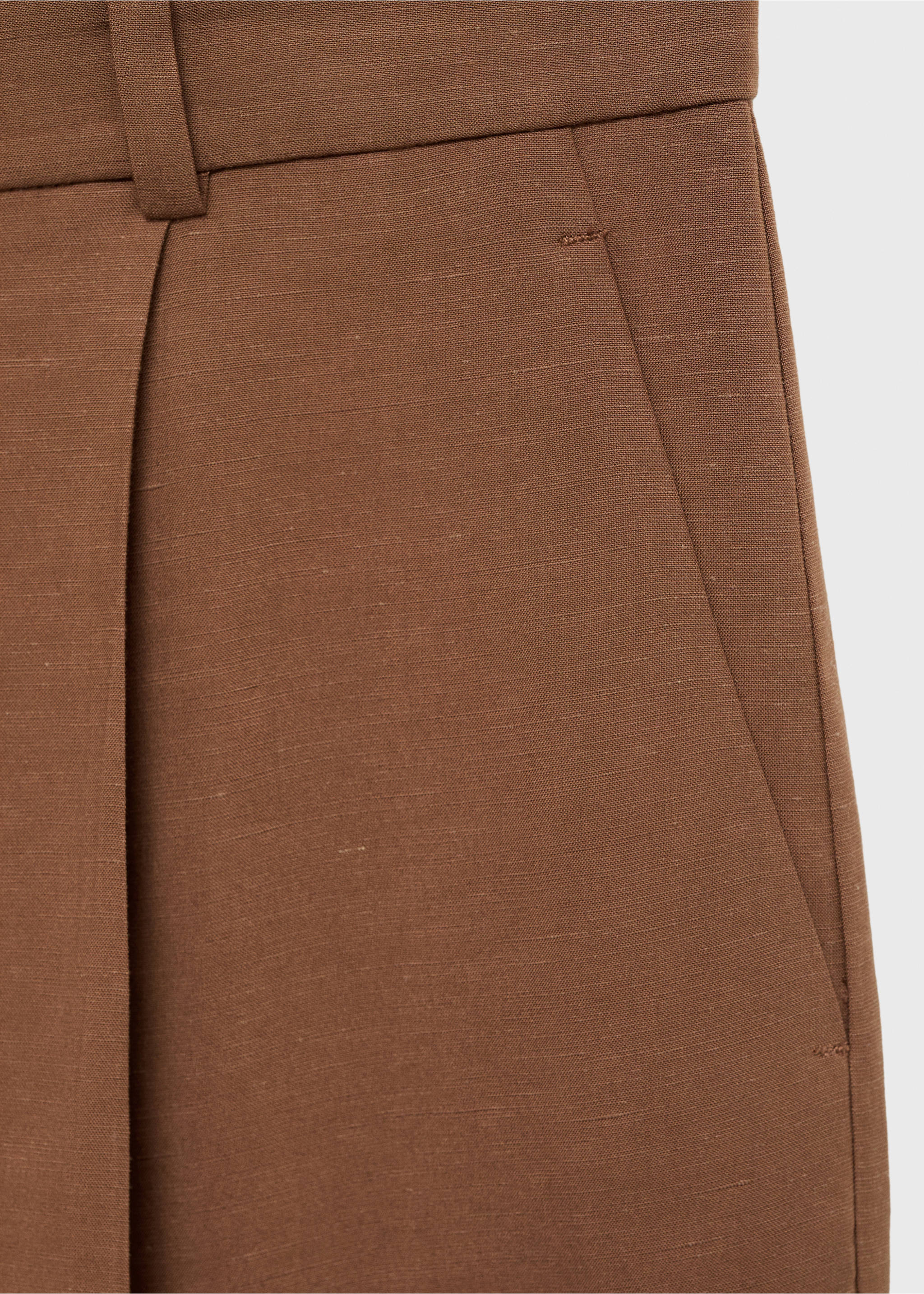 Anzug-Bermudashorts aus Leinengemisch - Detail des Artikels 8, Schokolade. Ref: 87067896-00.