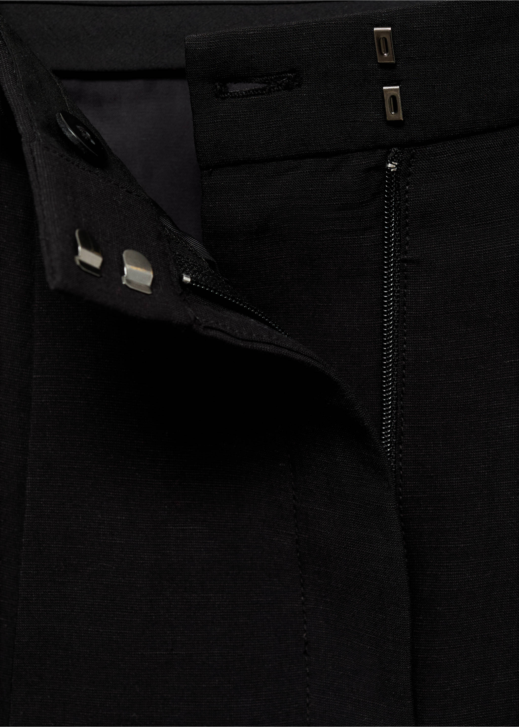 Bermuda de costume lin mélangé - Détail de l'article 8, Noir. Ref: 87067896-00.