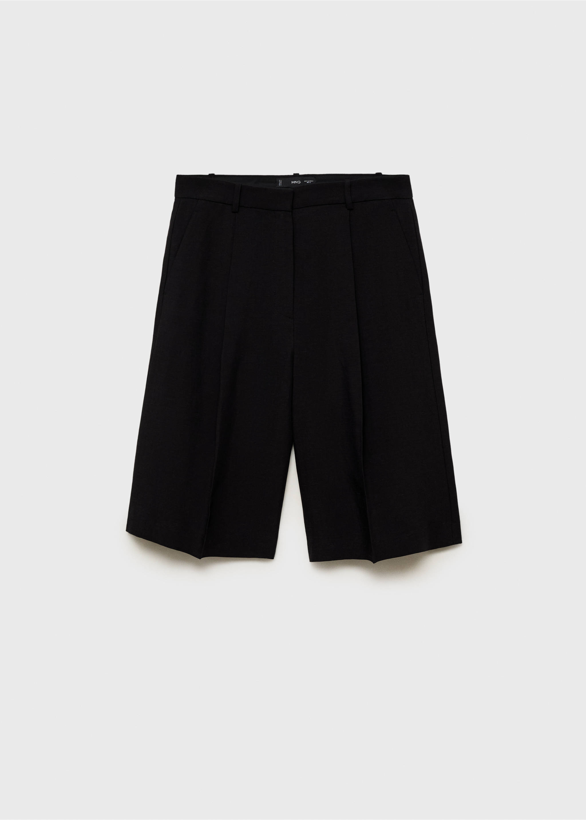 Calções de fato com mistura de linho - Artigo sem modelo, Preto. Ref: 87067896-00.