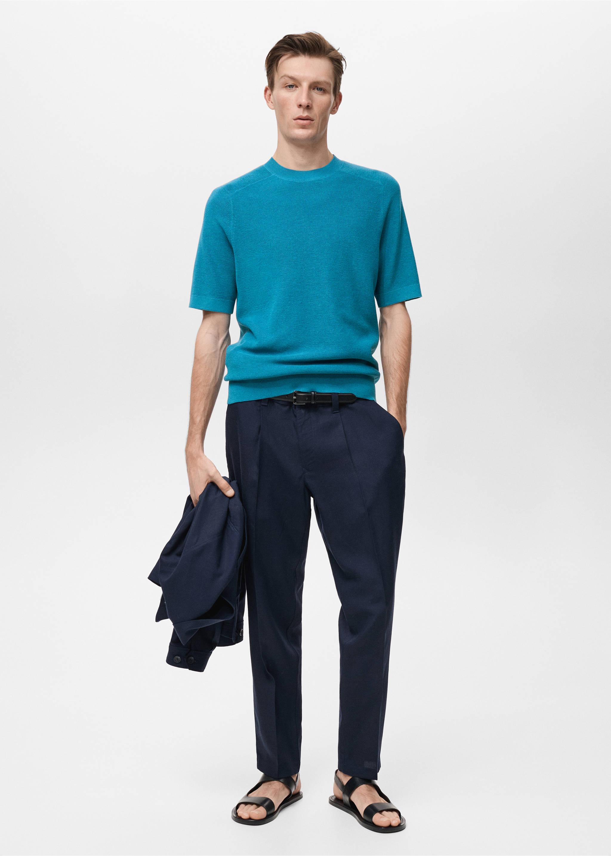 Fine-knit T-shirt - General plane, Turquoise. Ref: 87067897-00.