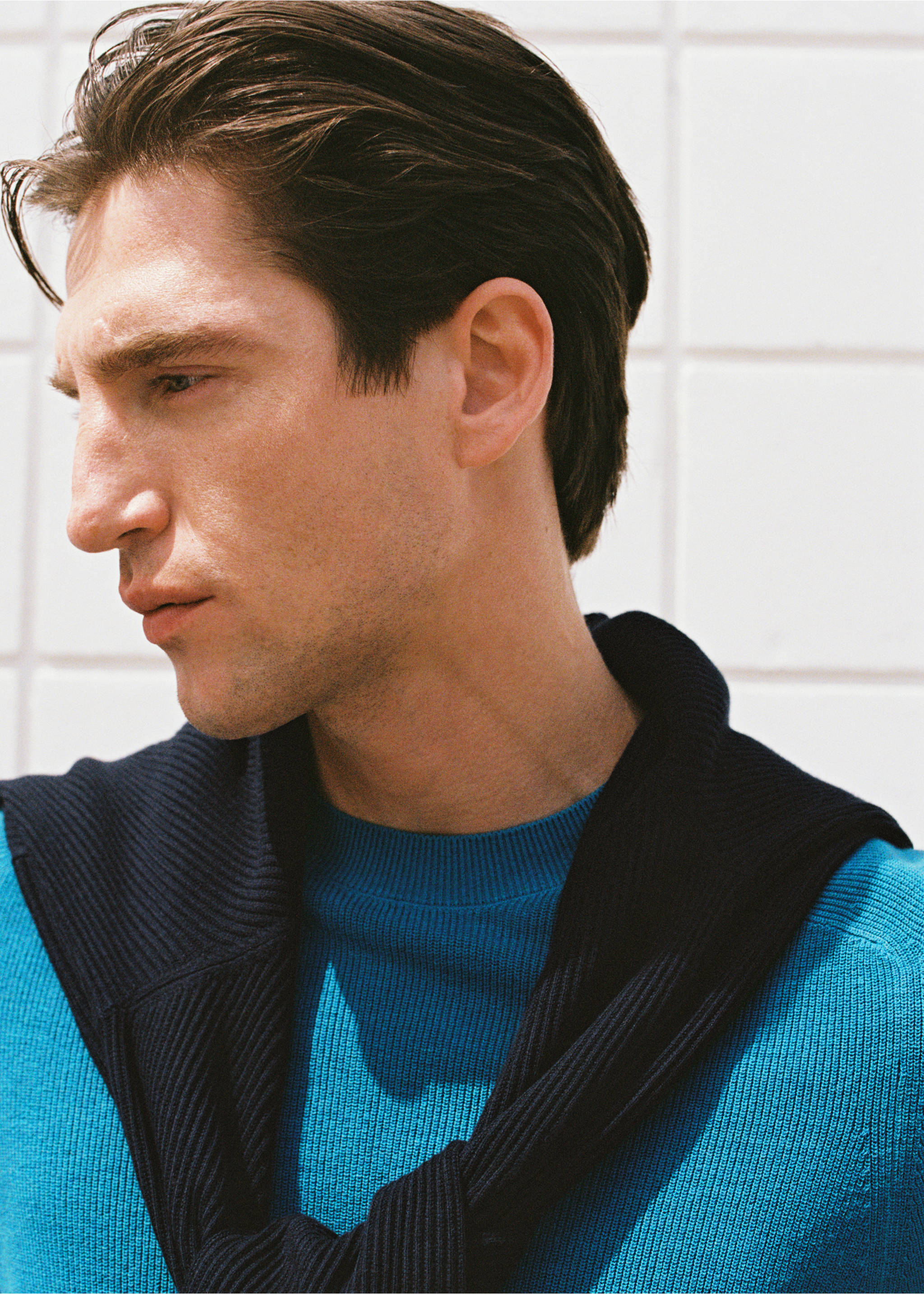 Fine-knit T-shirt - Details of the article 3, Turquoise. Ref: 87067897-00.