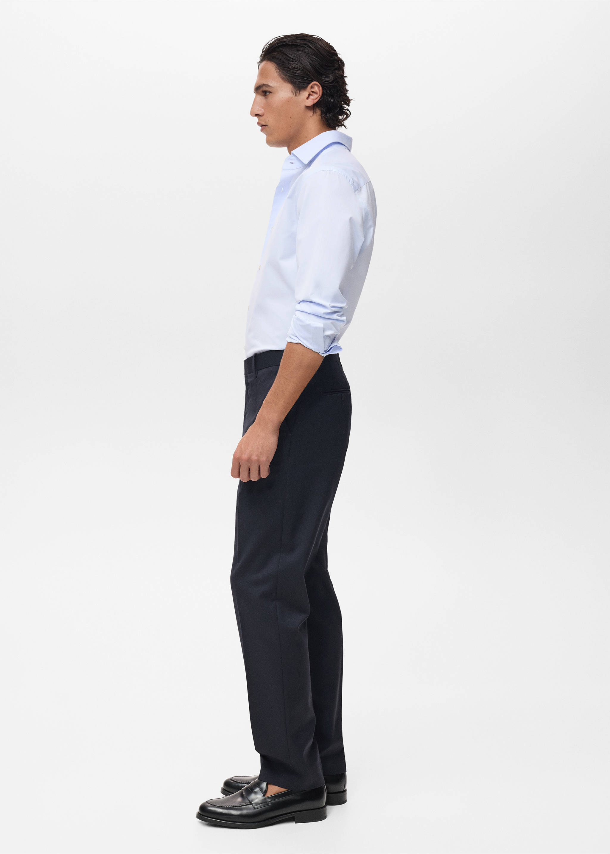 Slim Fit-Hemd aus 100 % Baumwolle - Detail des Artikels 2, Blau. Ref: 87067899-00.