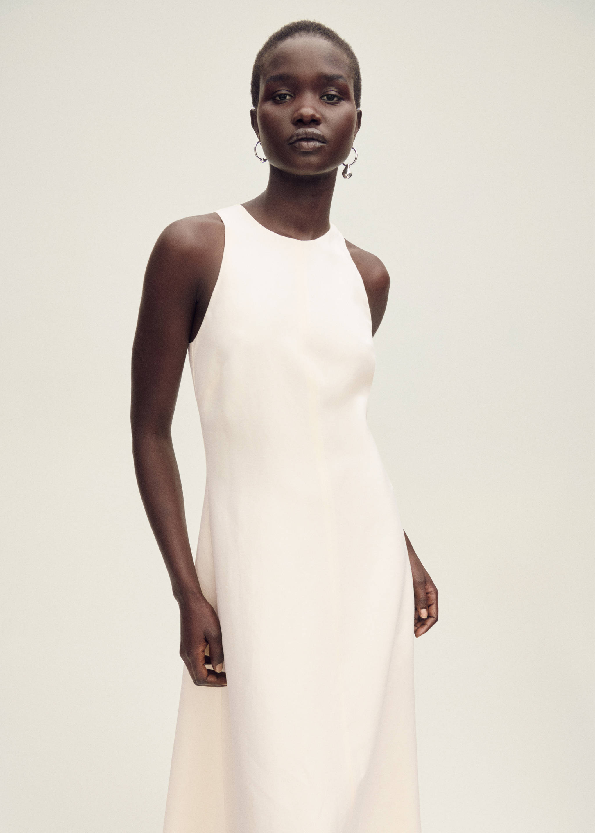 Linen dress with frayed hem - Medium plane