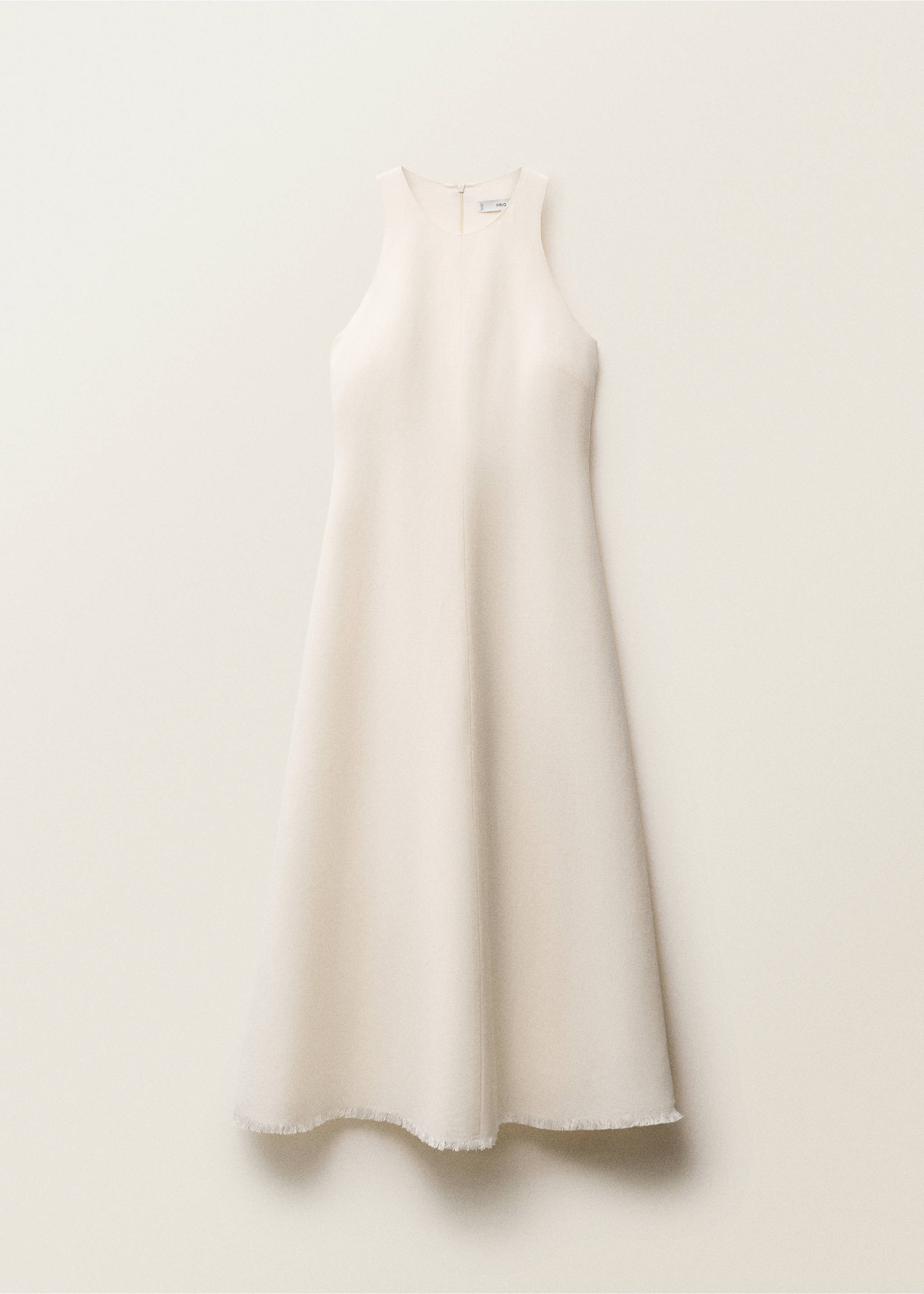 Linen dress with frayed hem - Article without model, Off White. Ref: 87067900-00.