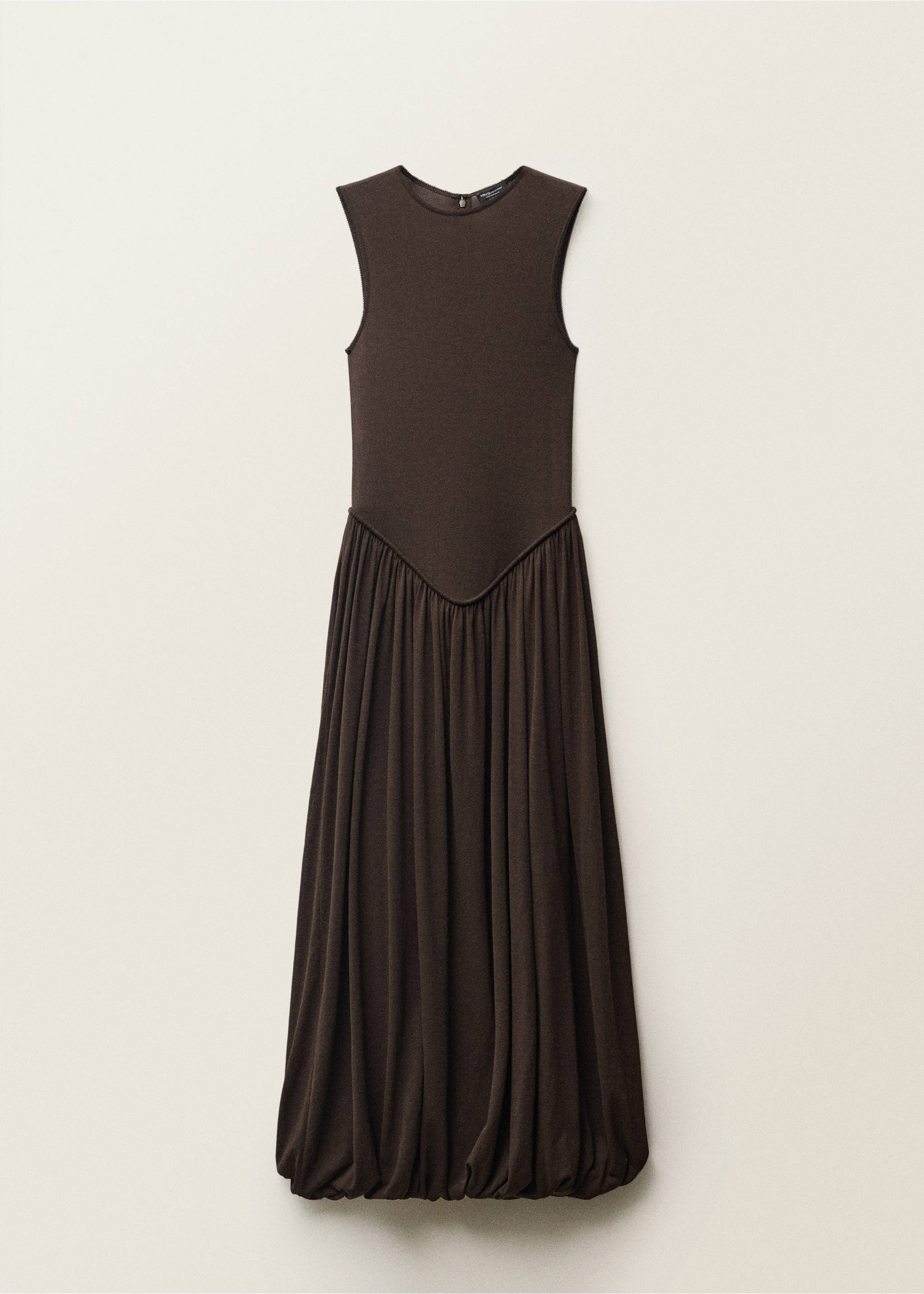 Semi-transparent dress with puffed hem - Article without model, Chocolate. Ref: 87067904-00.