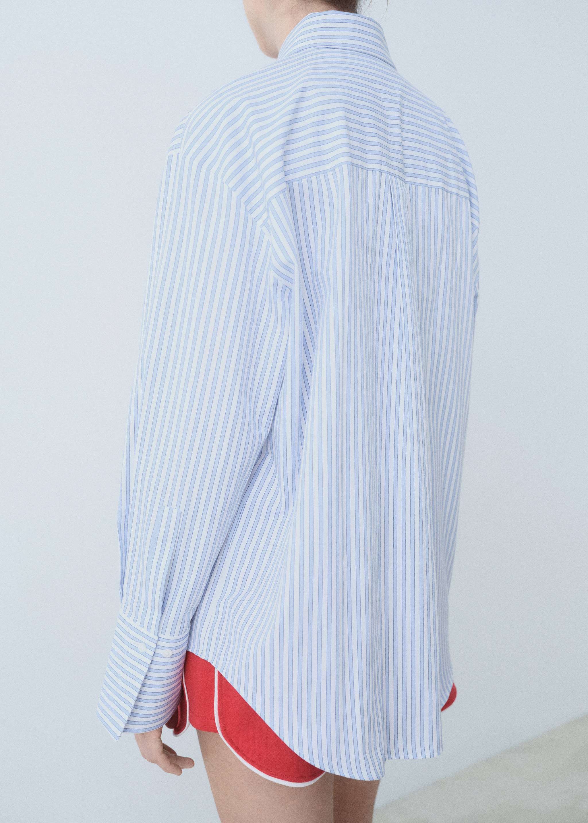 Camisa popelín rayas mensaje bordado - Reverso del artículo