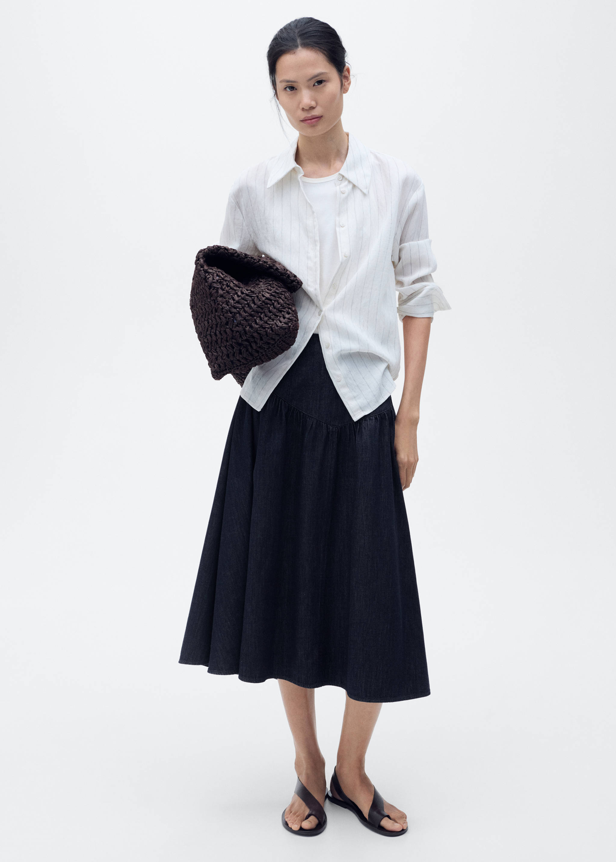 Flared denim skirt - General plane