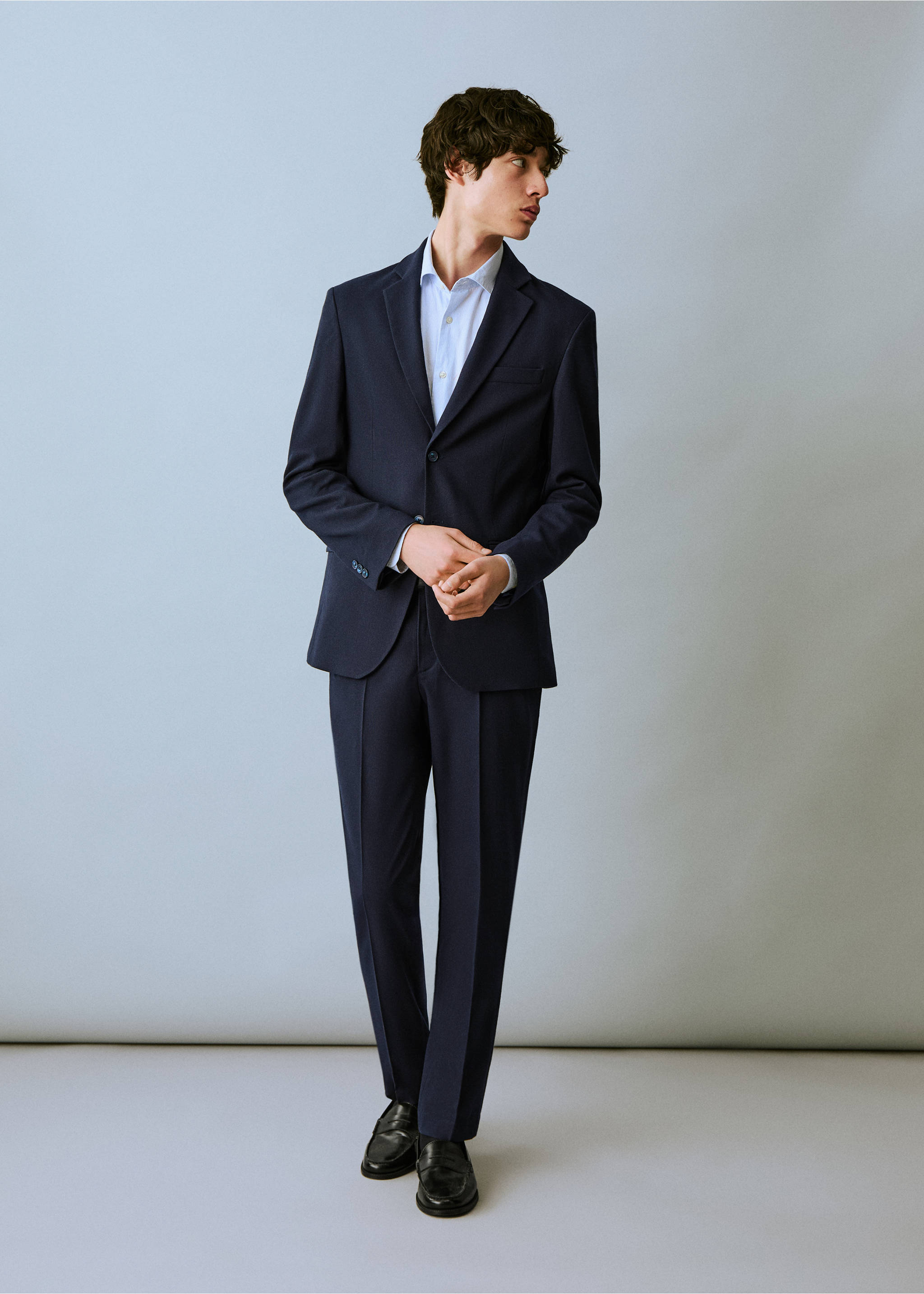 Giacca slim-fit piqué - Piano generale, Navy. Ref: 87068259-00.