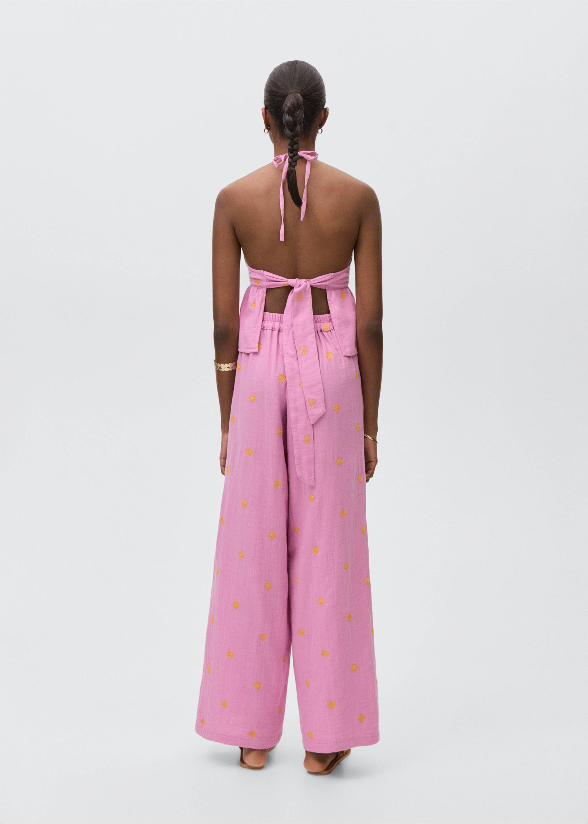 Pantalón culotte bordado - Reverso del artículo, Rosa. Ref: 87068260-00.
