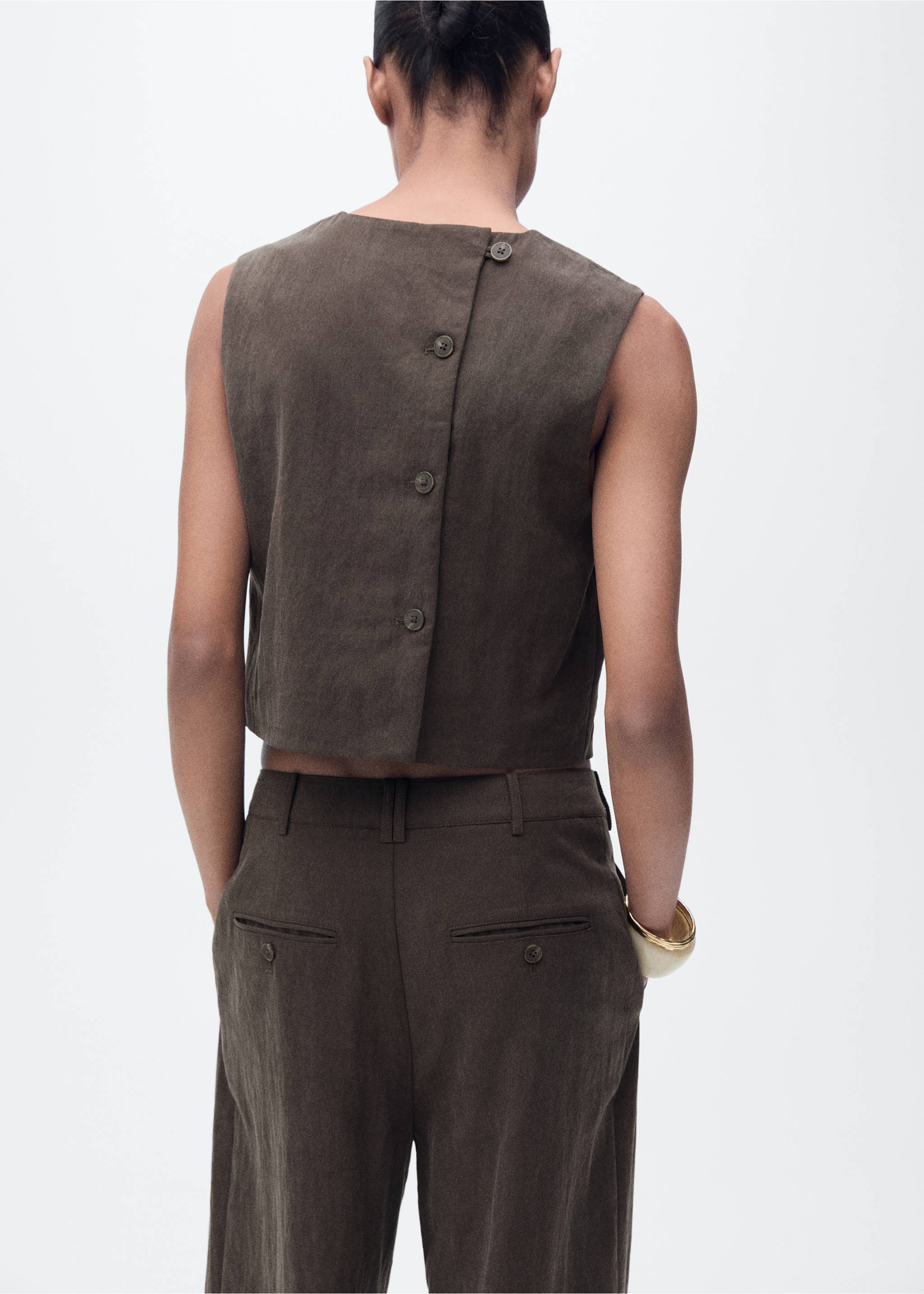 Lyocell top with buttons on the back - Reverse of the article, Brown. Ref: 87068263-00.