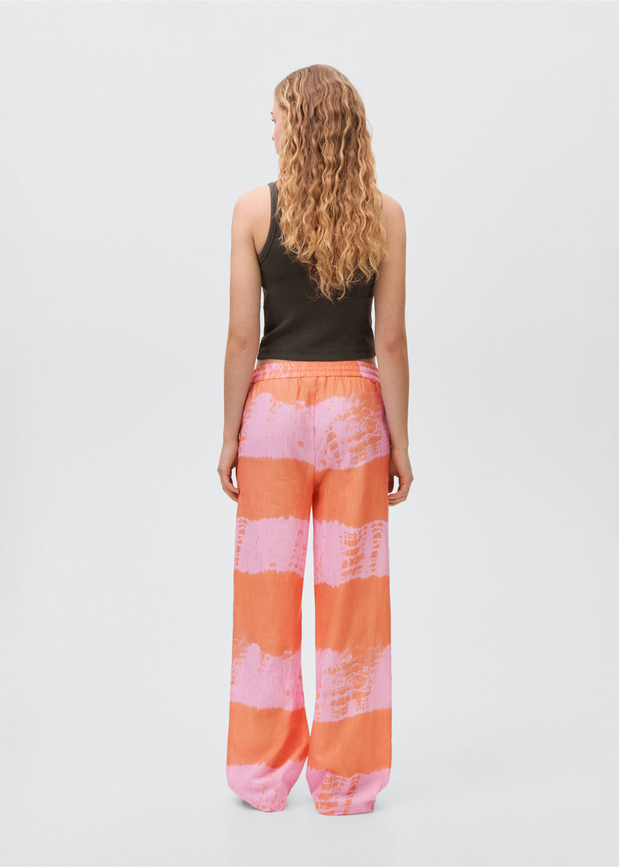 Bedrukte rechte broek - Achterkant van het artikel, Roze. Ref: 87068264-00.