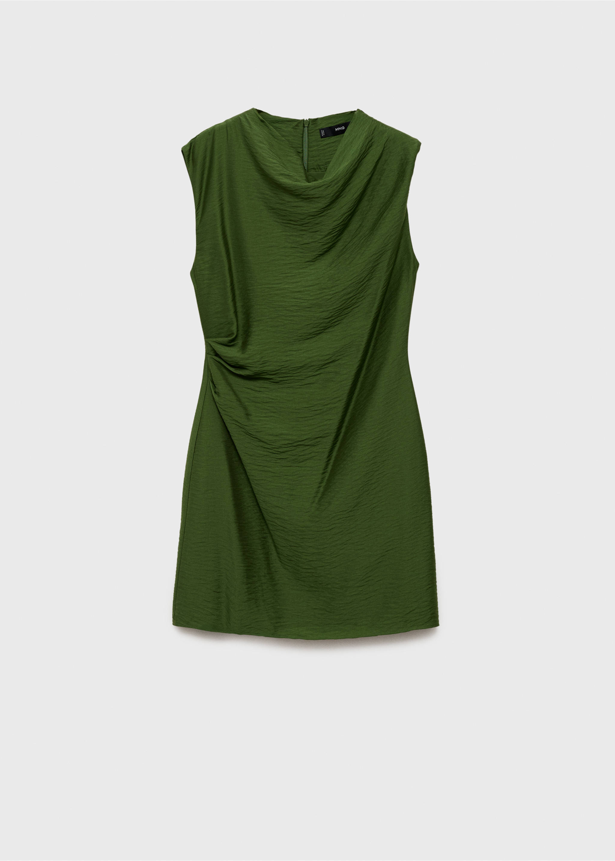 Draped textured dress - Article without model, Green. Ref: 87068270-00.