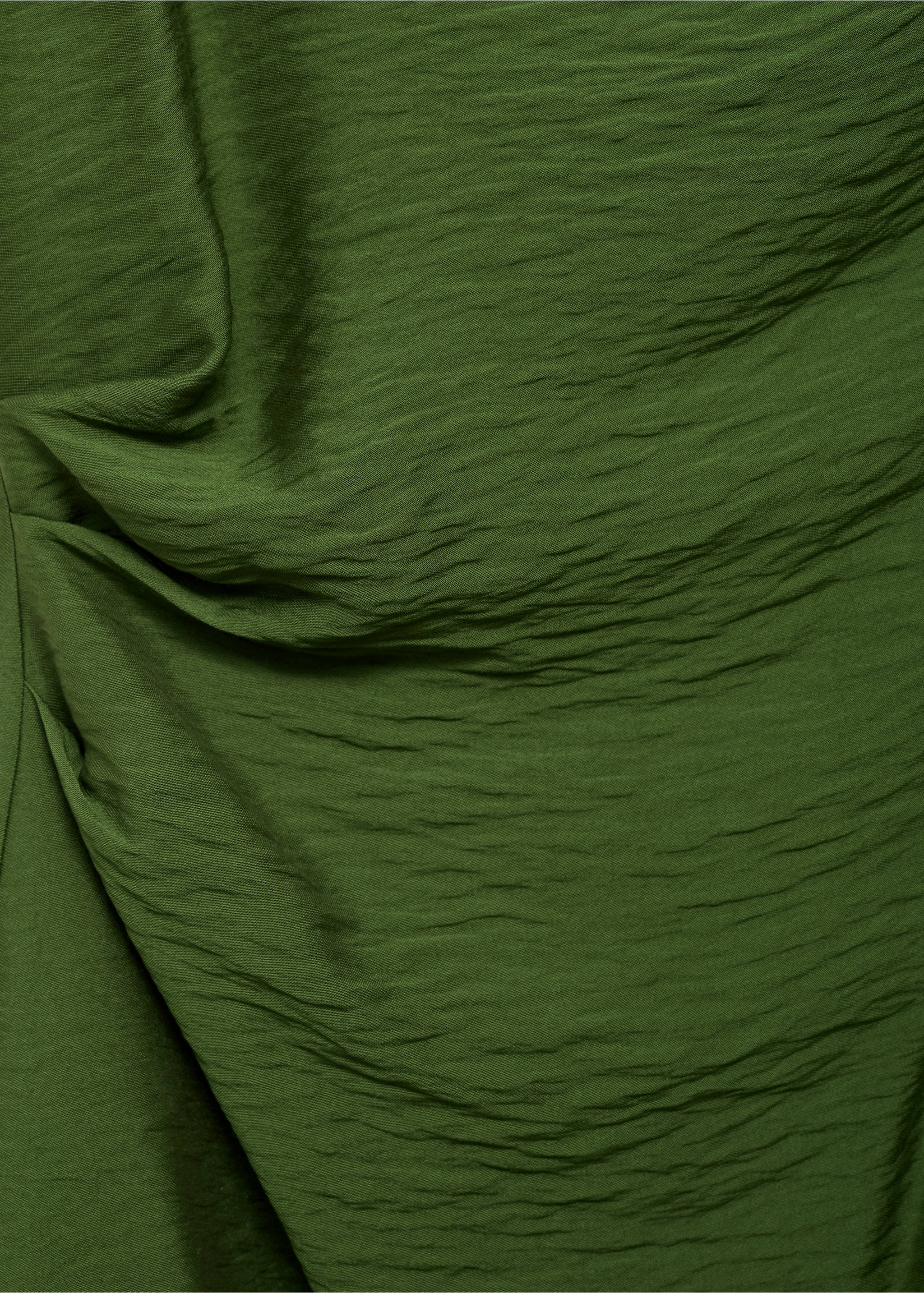 Draped textured dress - Details of the article 8, Green. Ref: 87068270-00.