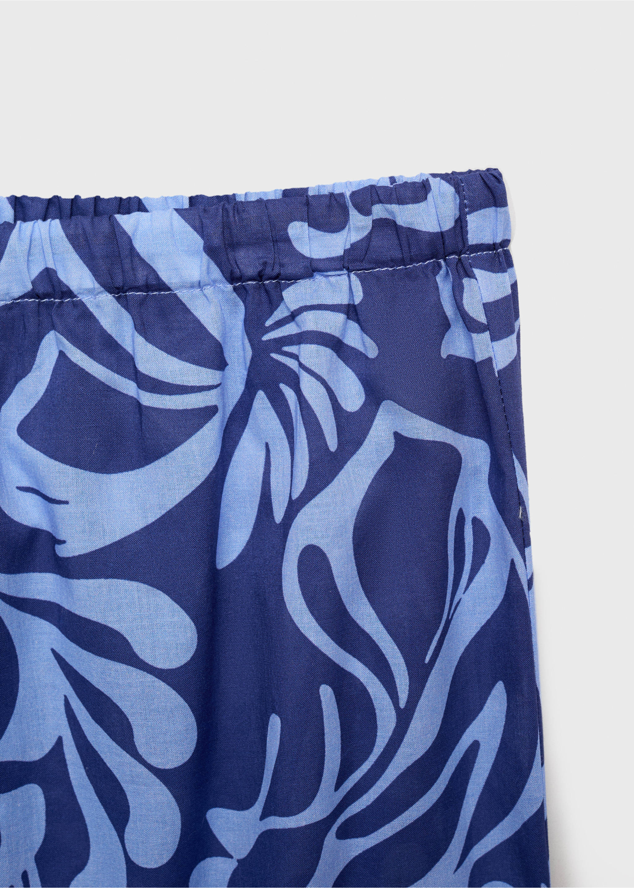 Cotton two-tone printed trousers - Details of the article 8, Blue. Ref: 87068272-00.