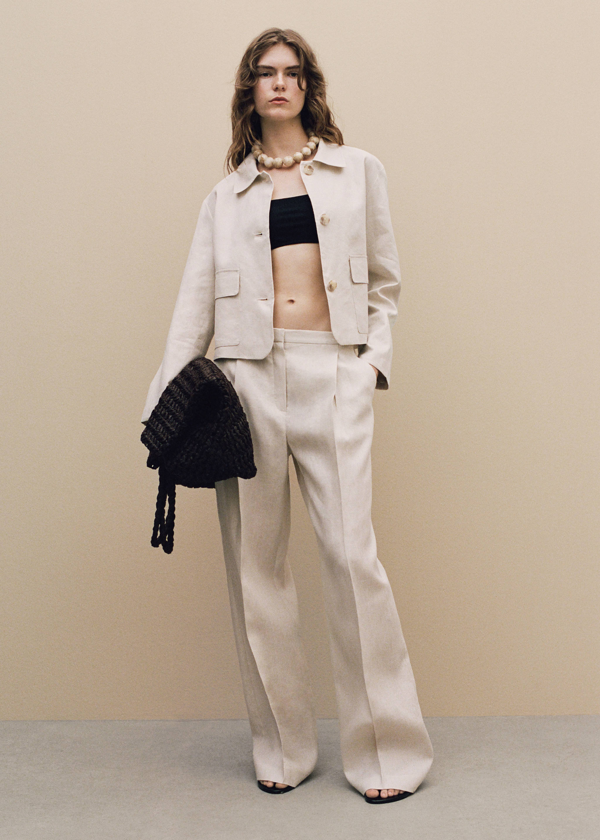 Straight-fit linen trousers with pleats - Details of the article 6