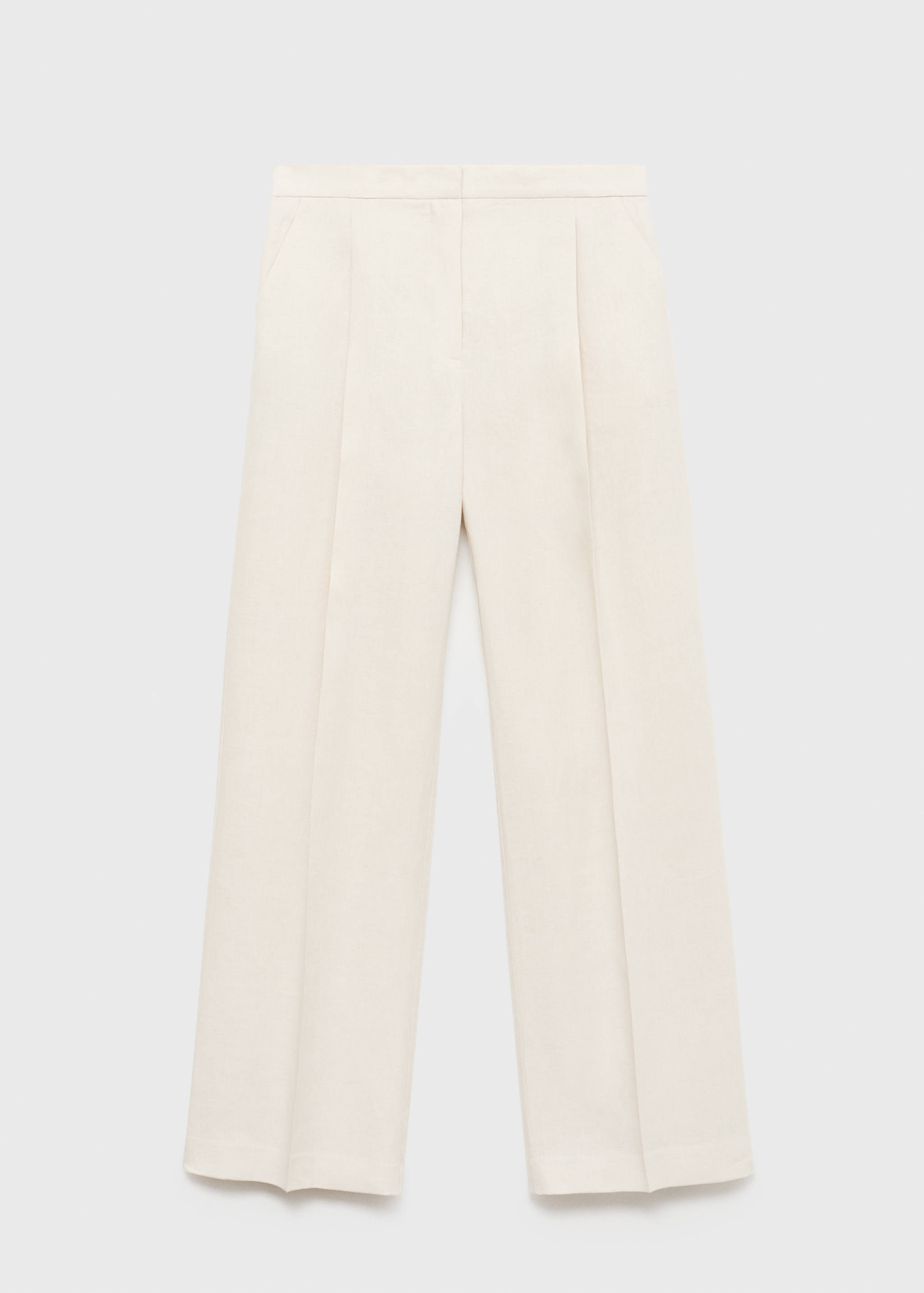 Straight-fit linen trousers with pleats - Article without model