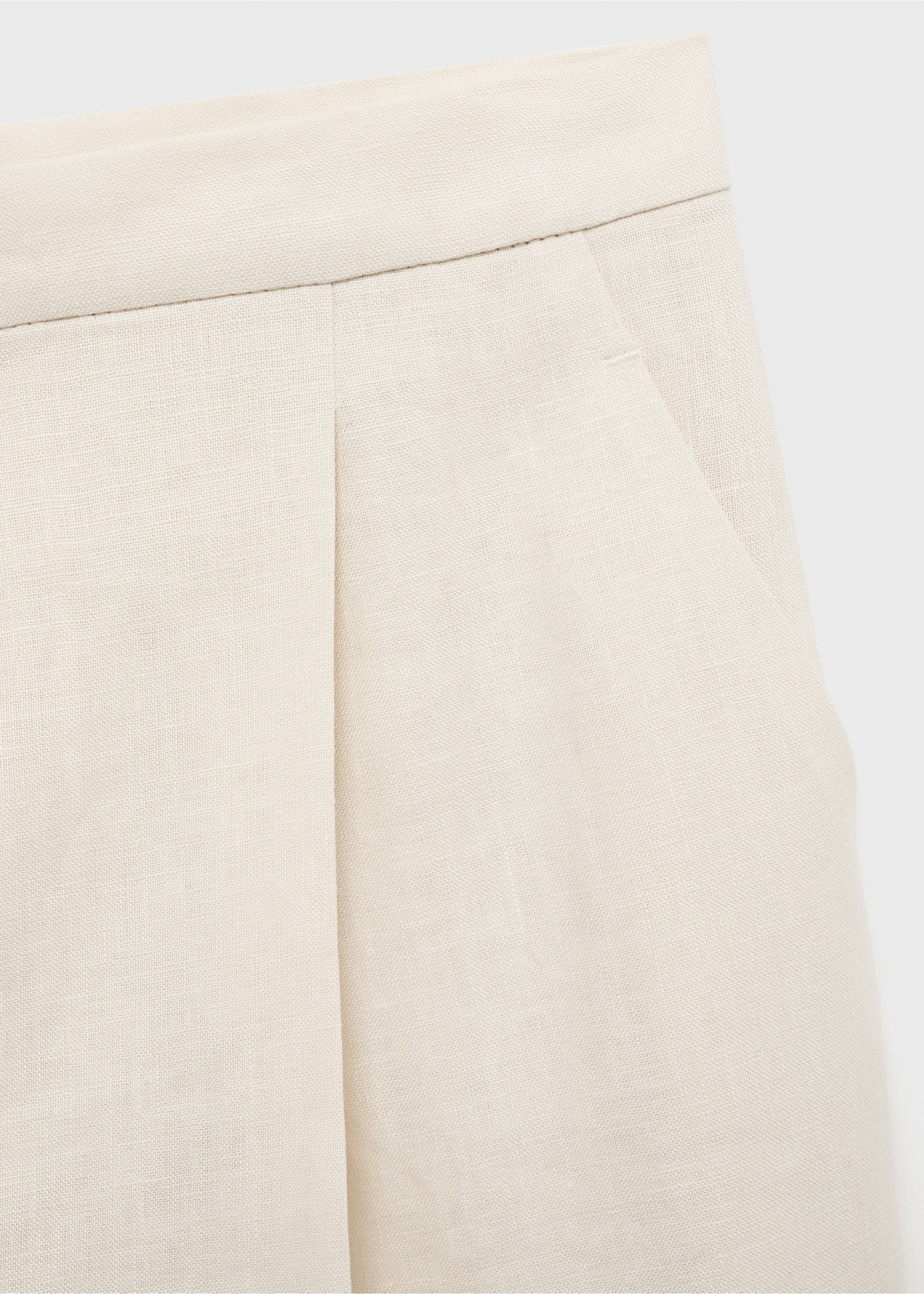 Straight-fit linen trousers with pleats - Details of the article 0, Ecru. Ref: 87068640-00.
