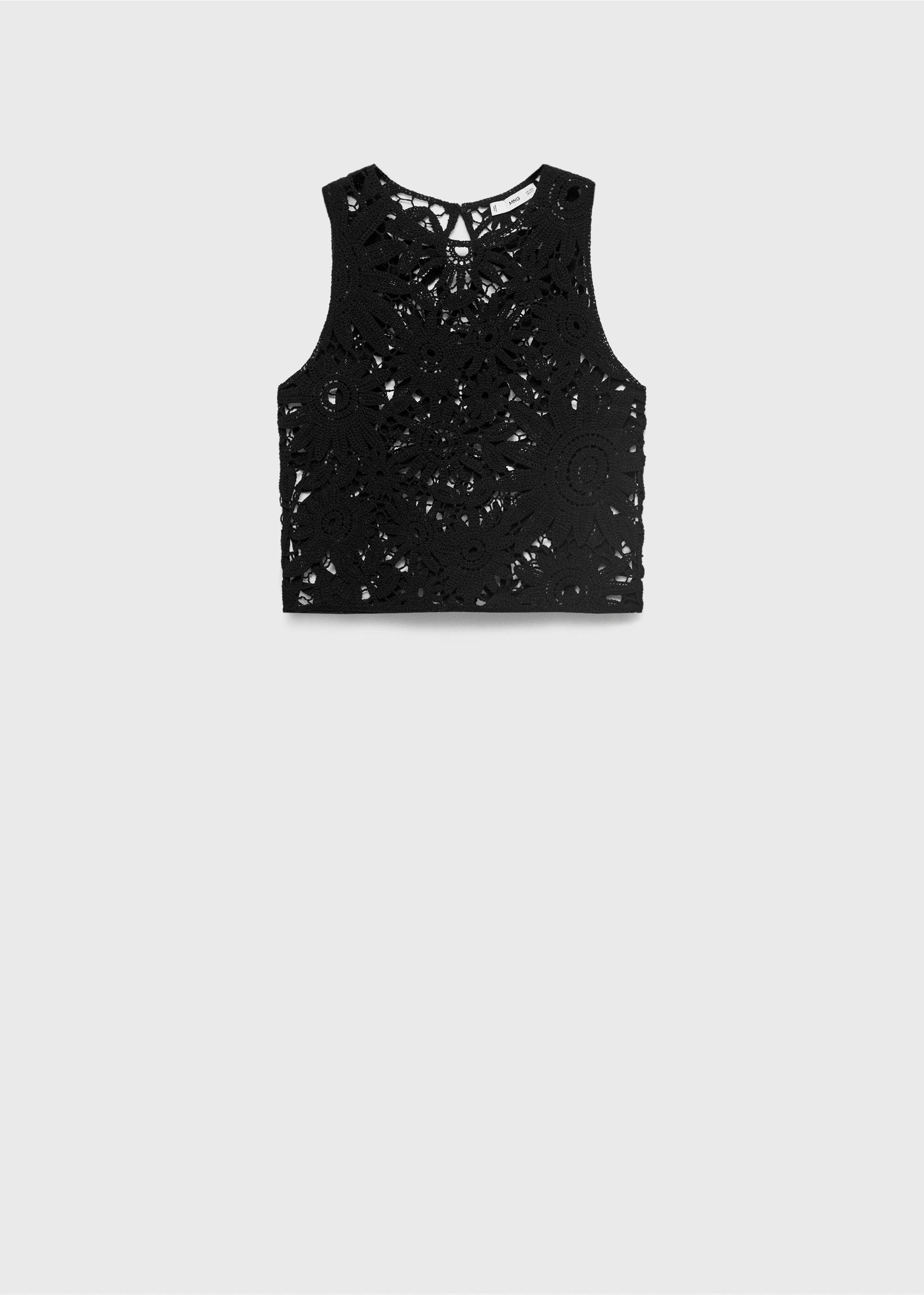 Crochet knitted top - Article without model, Black. Ref: 87068642-00.